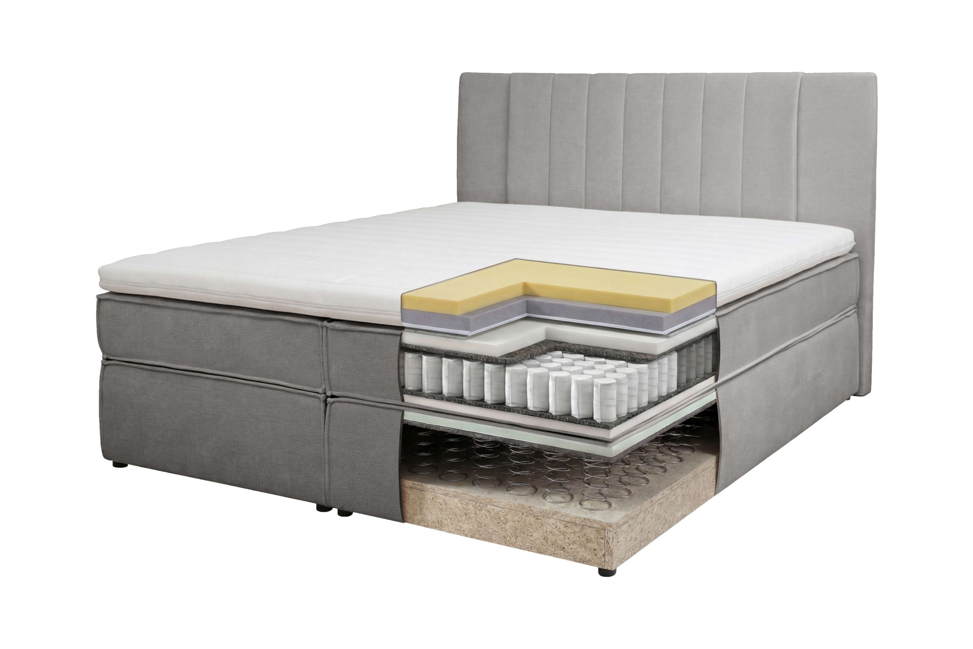 Home affaire Boxspringbett »Bellissimo, Doppelbett, Polsterbett, Federkernbett, Komforbett« inkl. 9cm Topper, 5-Zonen-Taschen-Federkernmatratze, Härtegrad 3
