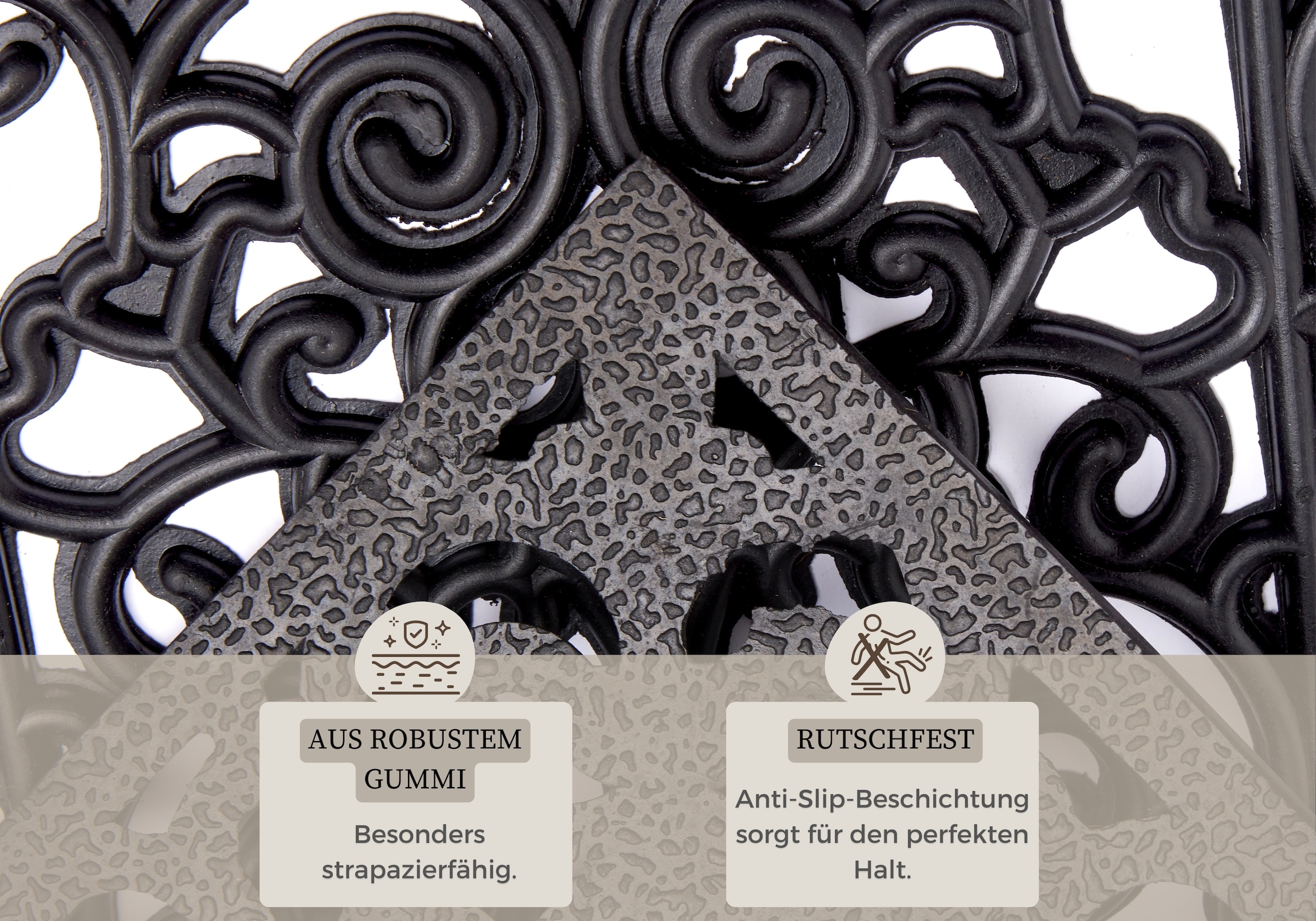 HANSE Home Fußmatte »Ornaments, Türmatte«, rechteckig, 10 mm Höhe, Gummi, Schmutzfangmatte, Outdoor, Rutschfest, Innen, Gummimatte