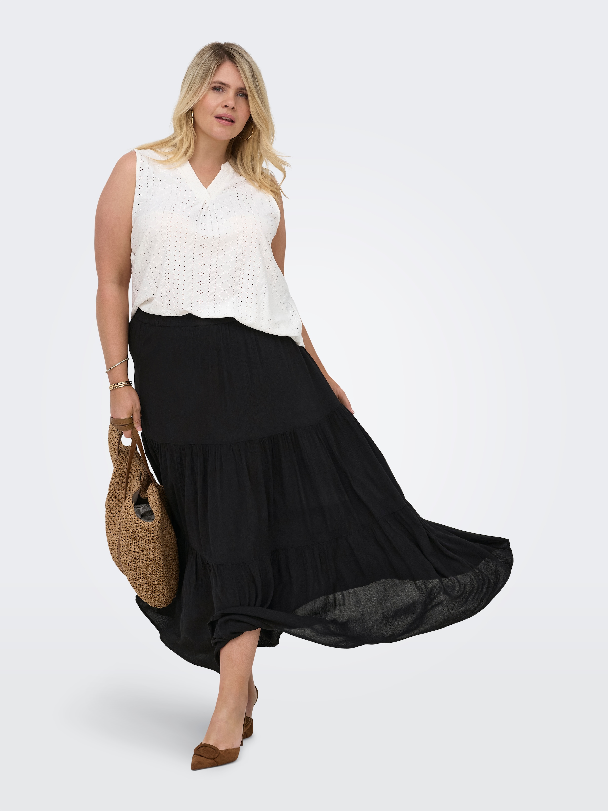ONLY CARMAKOMA Maxirock »CARMIKKA LONG SKIRT WVN NOOS« mit Volant