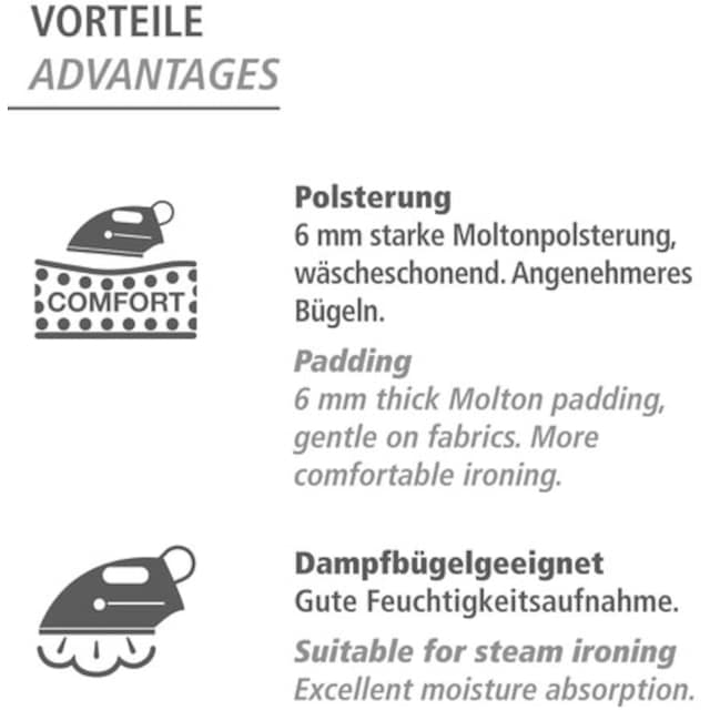 WENKO Bügelbrettbezug, Ersatz-Bügelpolster Molton, 130 x 52 cm, Geeignet  für Dampfbügeleisen online bei OTTO