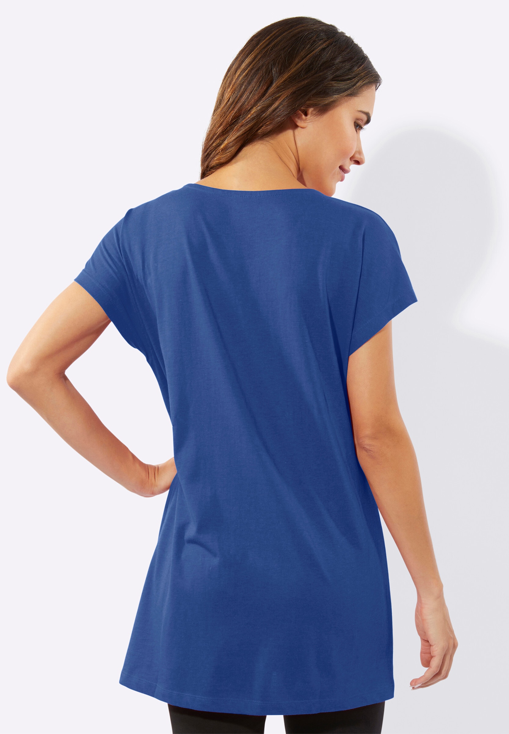 Sieh an! T-Shirt »Longshirt Longshirt mit Folien- und Glitzerdruck«
