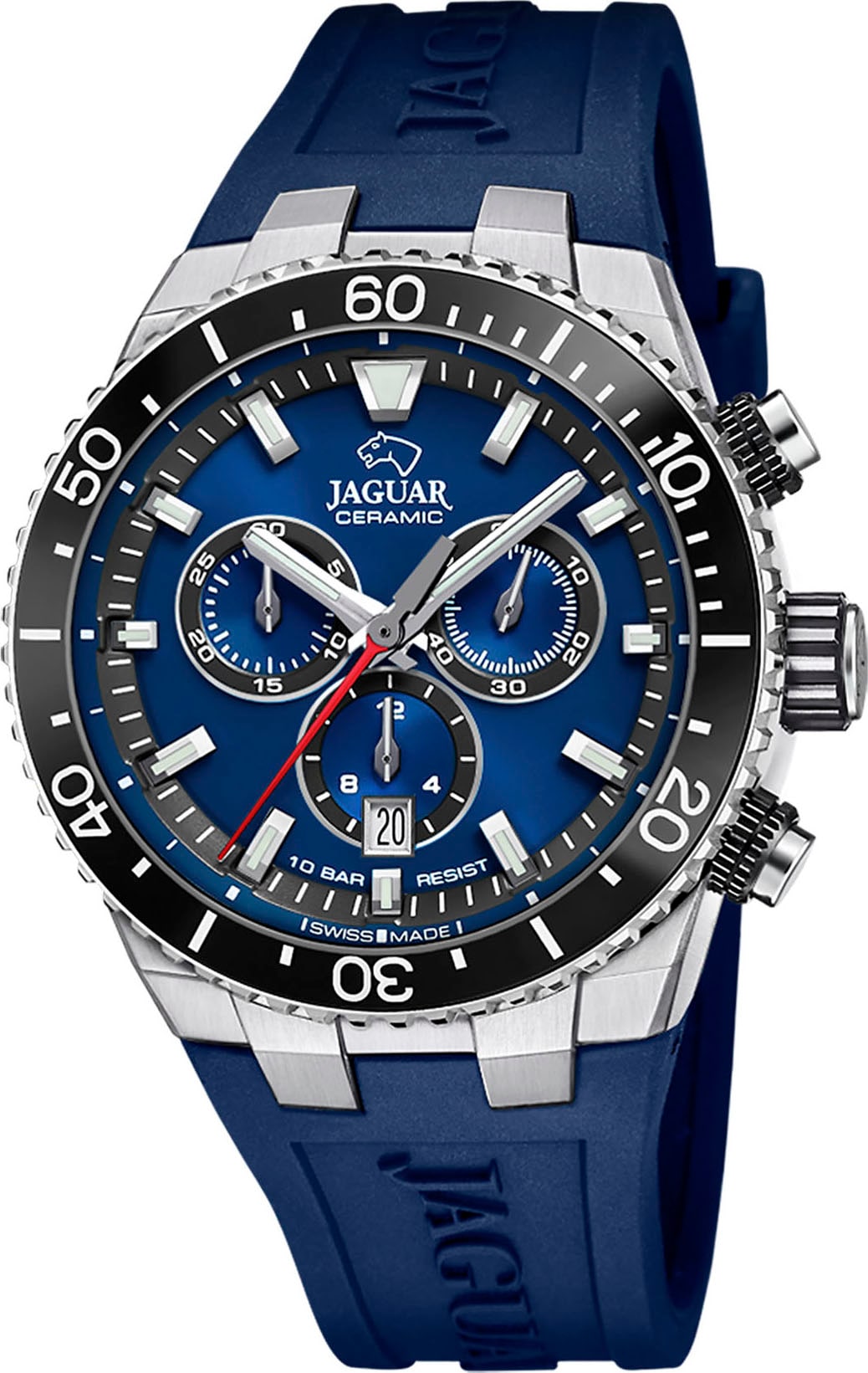 Jaguar Chronograph »Ceramic« Quarzuhr, Armbanduhr, Herrenuhr,Swiss Made,Stoppfunktion,Kautschukband