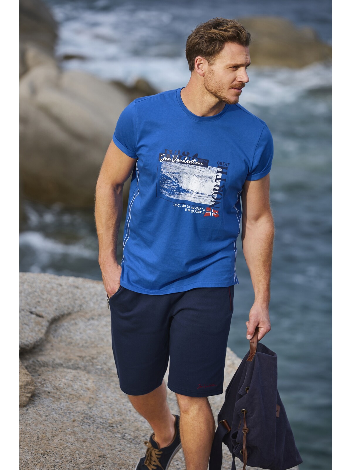 Jan Vanderstorm Rundhalsshirt »T-Shirt PITTER«, (1 tlg.), mit Ozeanmotiv