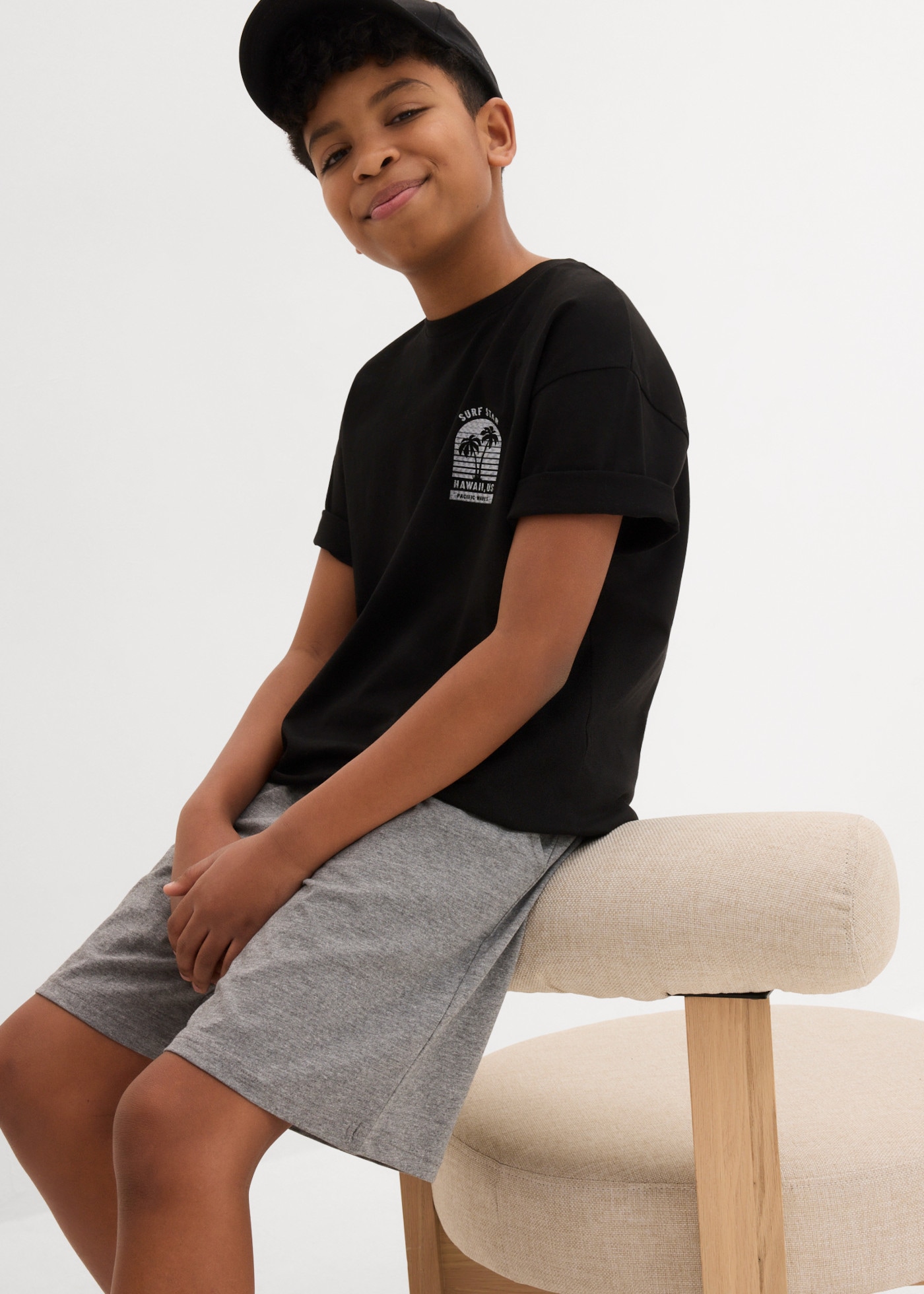 bonprix Shorts  mit Kordelzug, pflegeleichter Jersey, Regular Fit, im 2er Pack