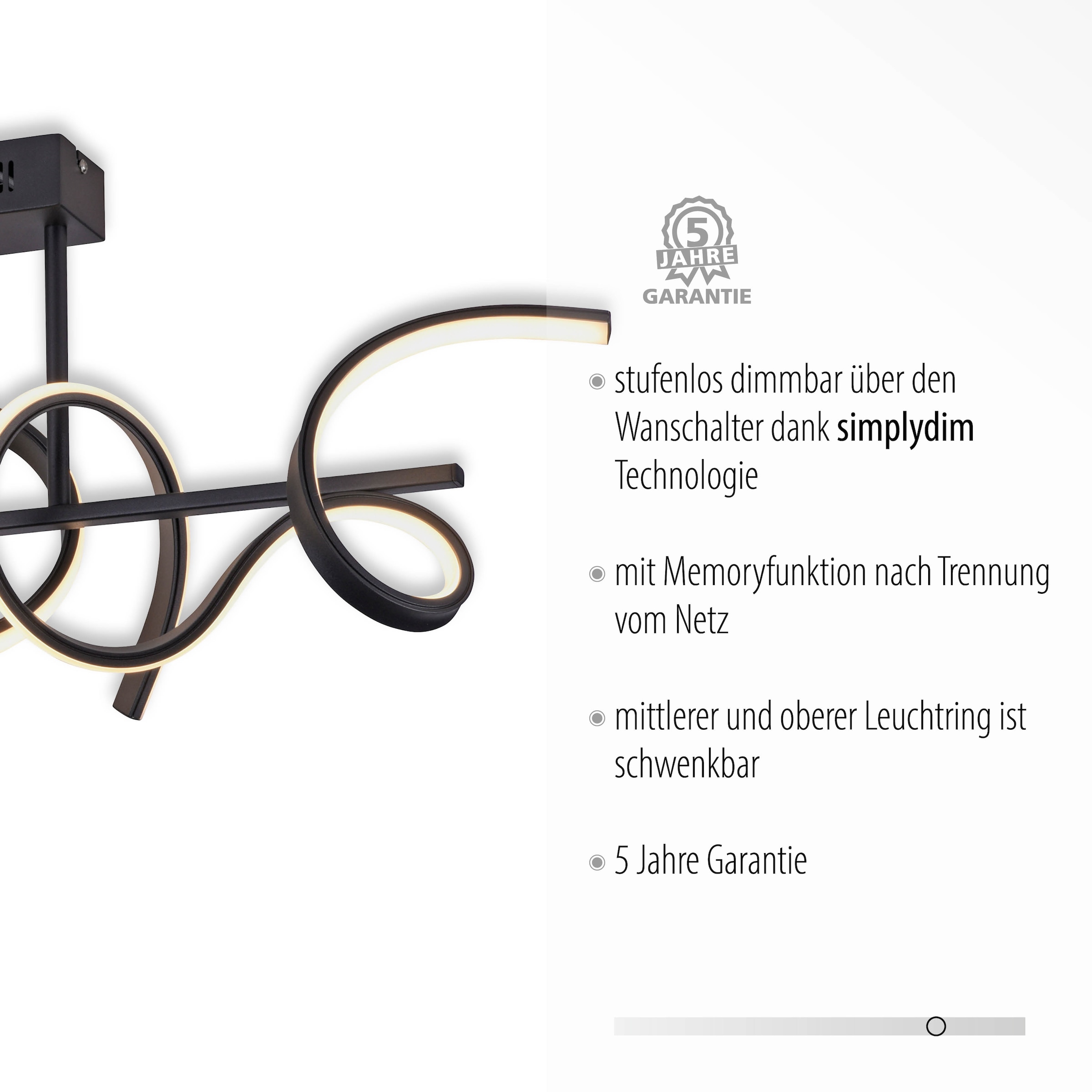 JUST LIGHT LED Deckenleuchte »CURLS« LED-Board 1 Stk. Warmweiß LED