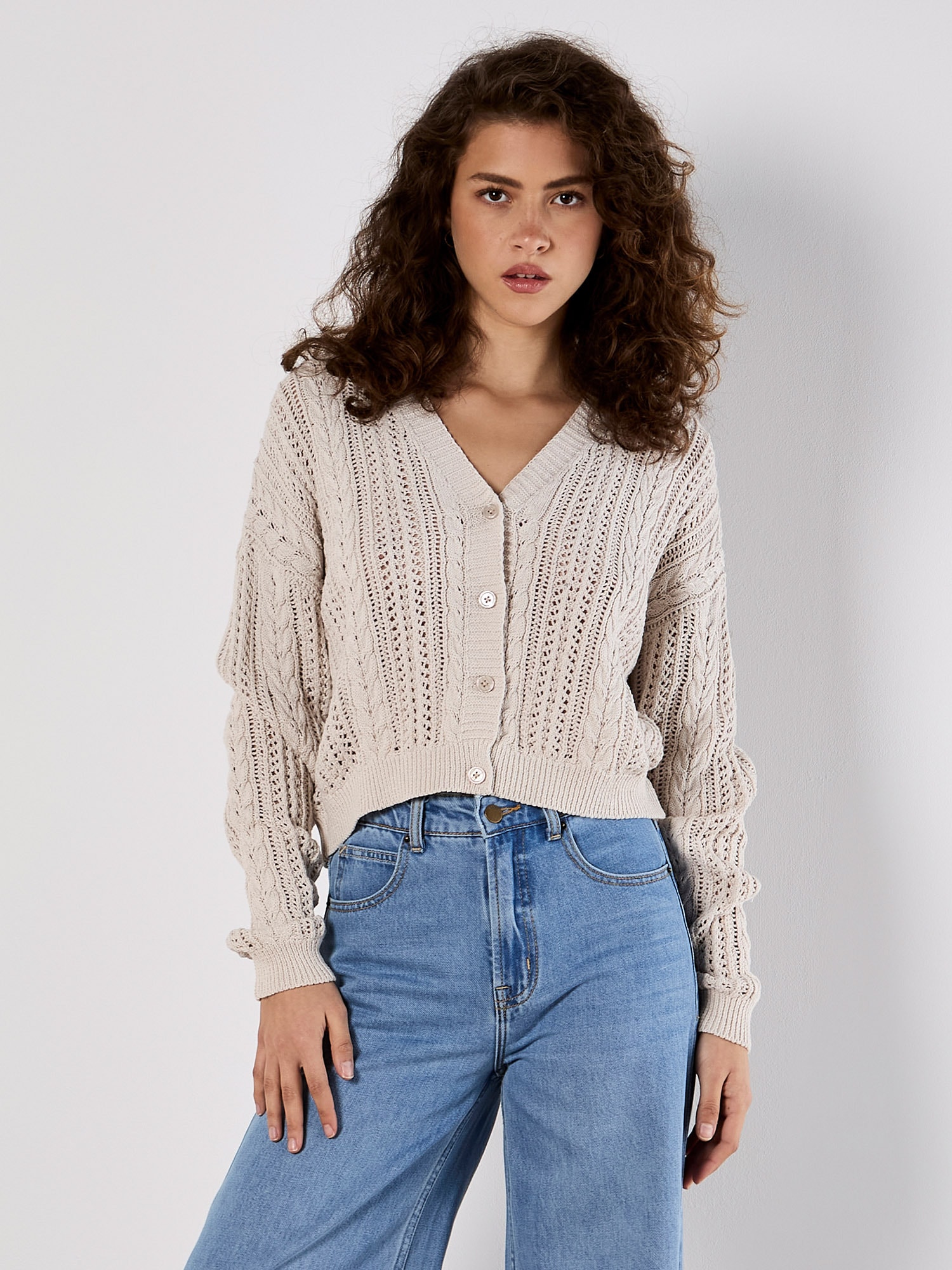 Apricot Ajourstrickjacke »Strickjacke« mit Knöpfen