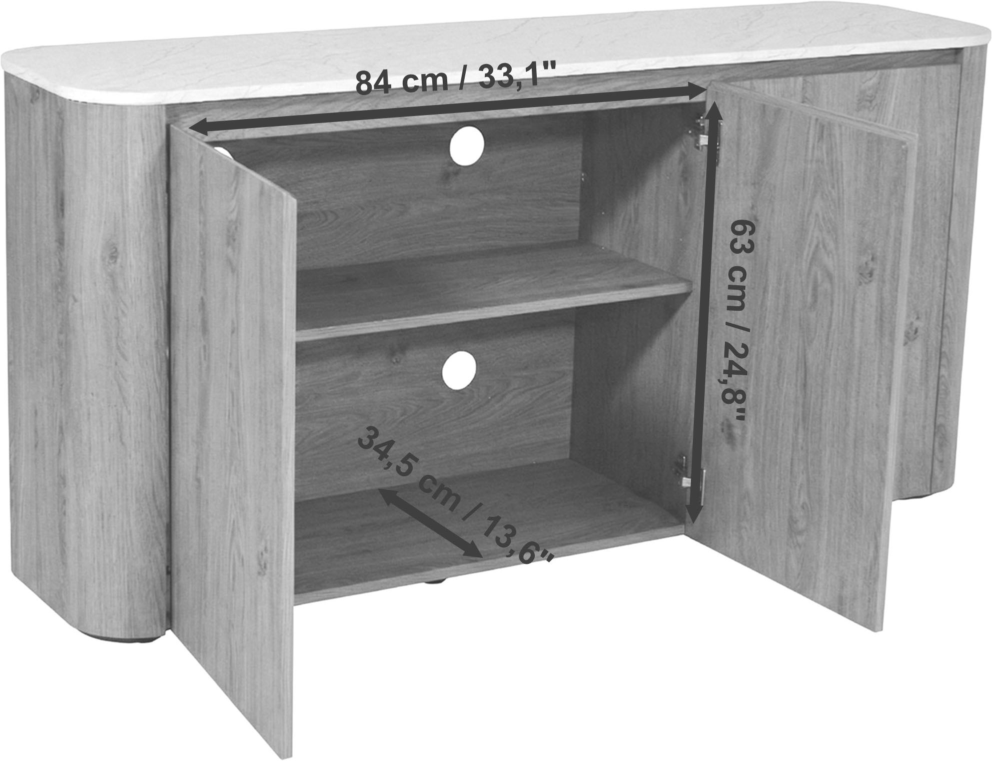 Jahnke Sideboard »TRESOR SB 150« Sideboard, Marmor Look, grifflose Optik, 3 Türen, Breite:150 cm