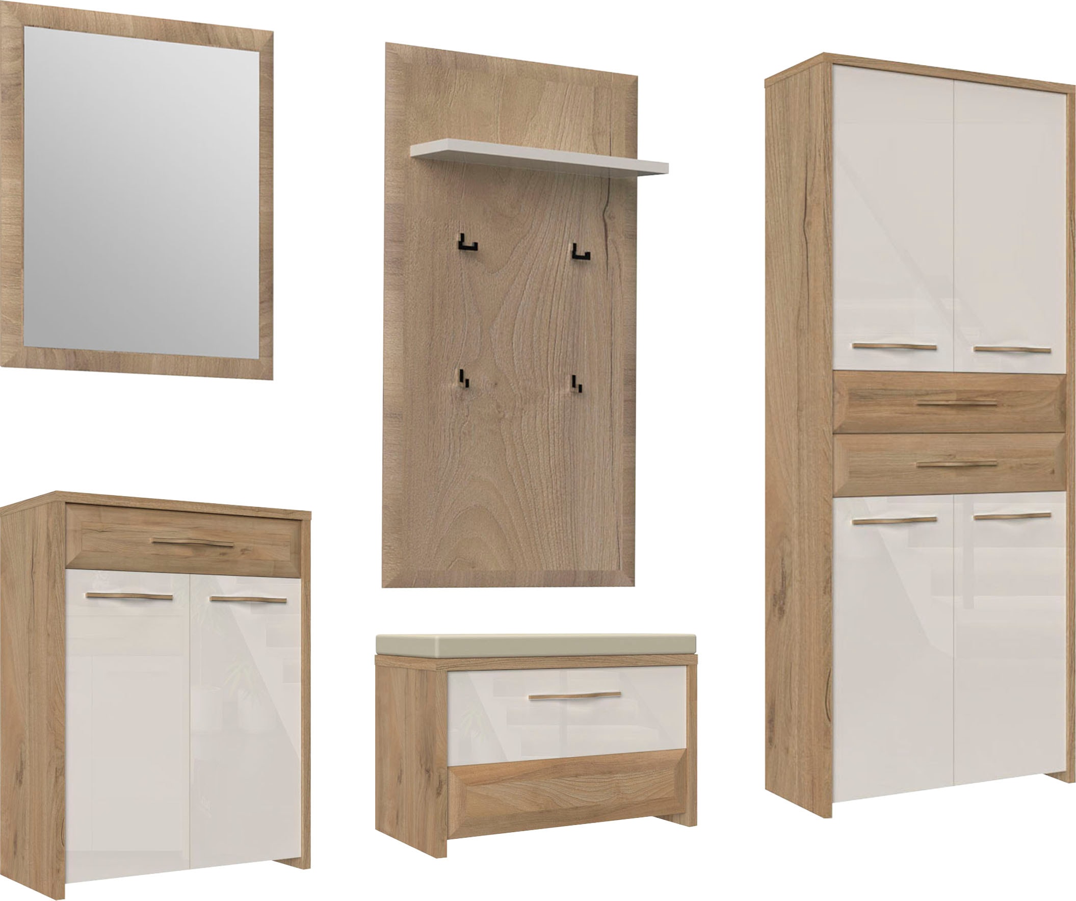 Home affaire Garderoben-Set »Gala«, (Set, 5 St.), Soft-Close Funktion, Hochglanz UV lackiert