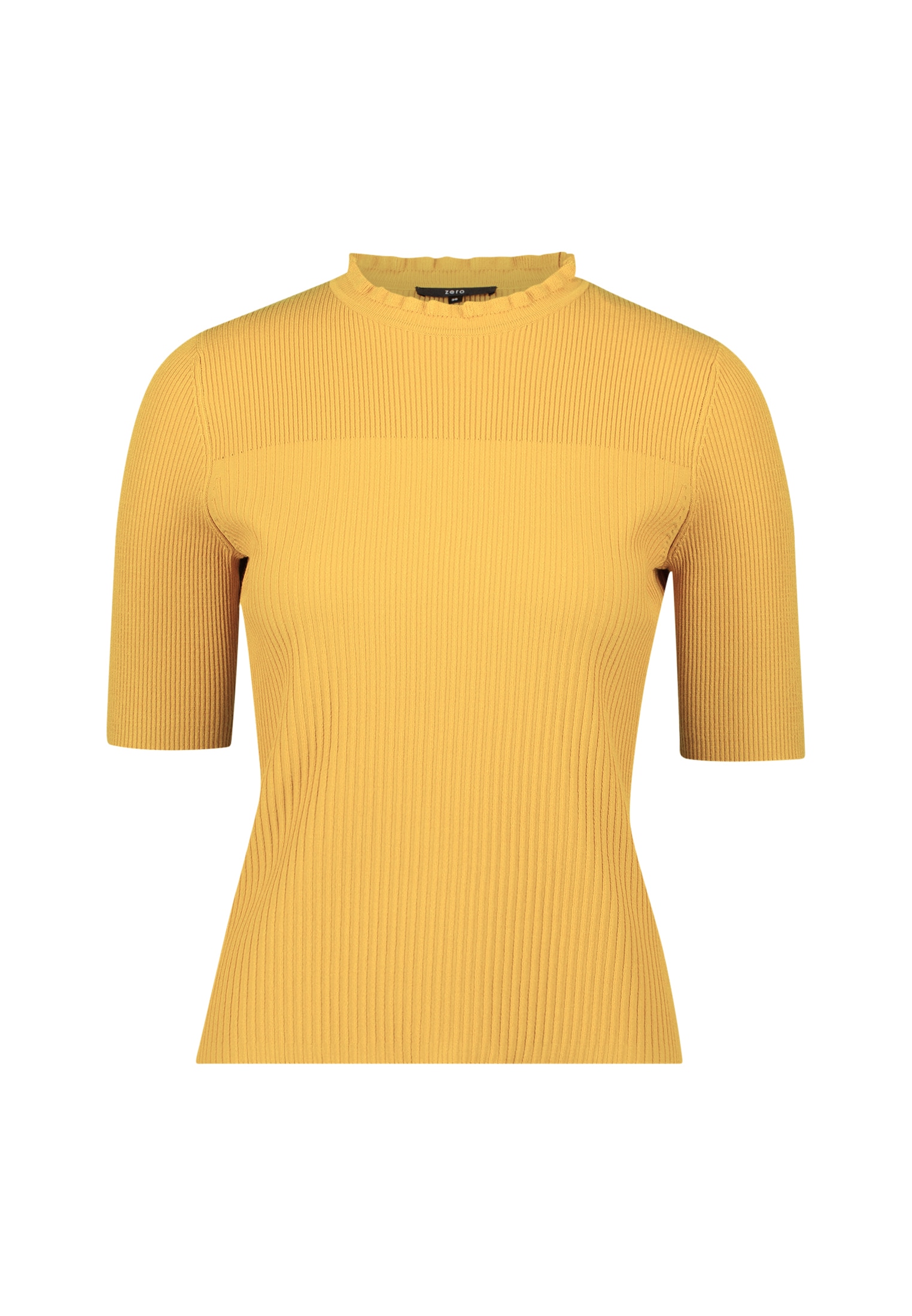 Zero Rundhalspullover »Feinstrickpullover kurzarm mit Rüschenkante«