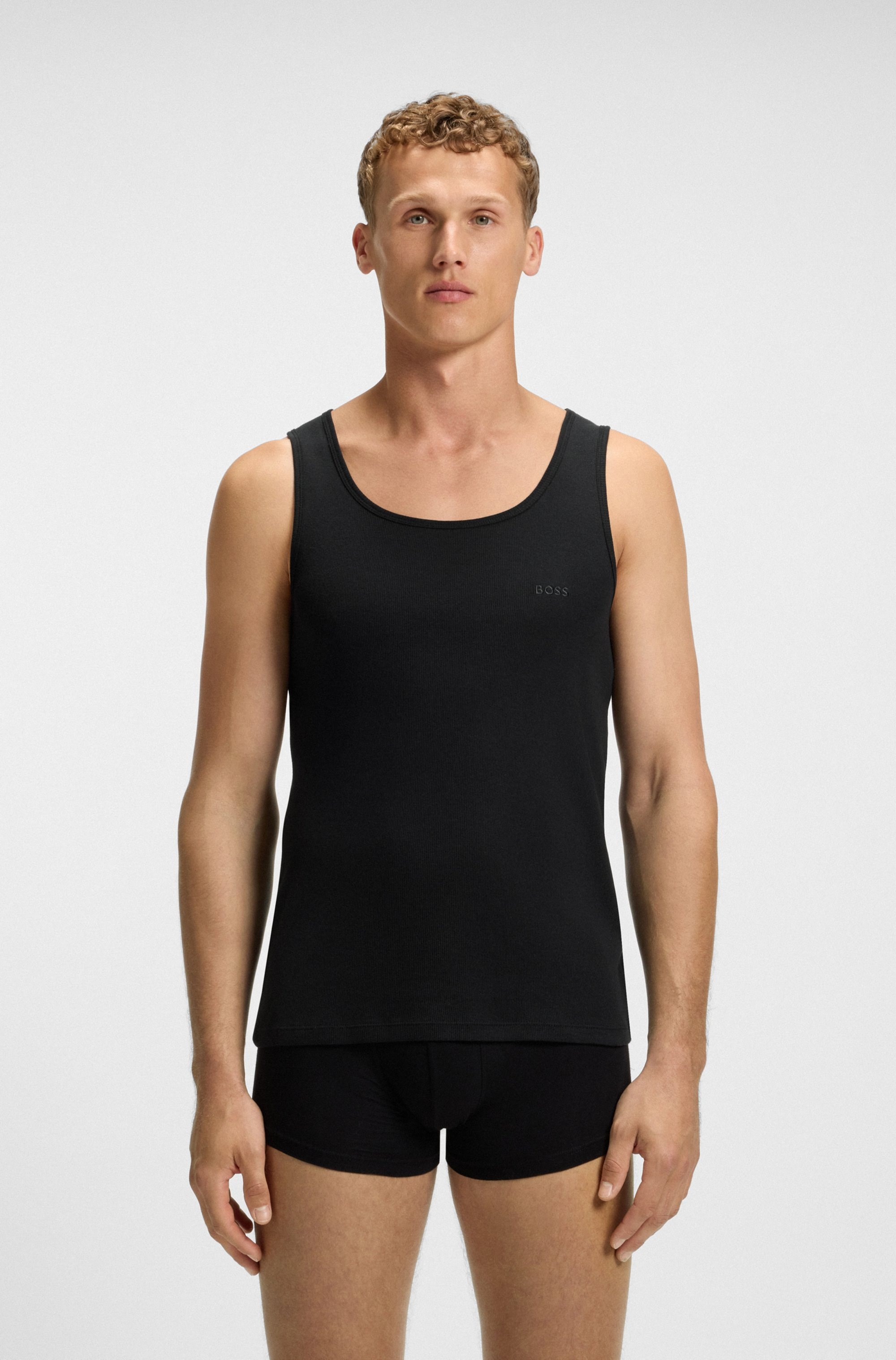 BOSS Tanktop »3P RibClassic BOSS ONE x David Beckham«, Ton in Ton Stickerei auf der Brust