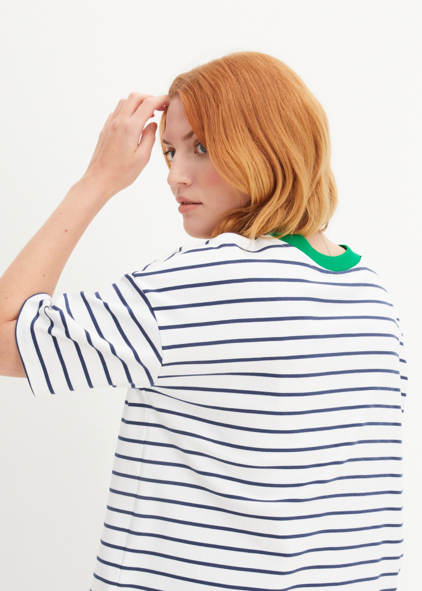 bonprix T-Shirt Oversize-Passform, Halbarm-Design, mit Streifenmuster