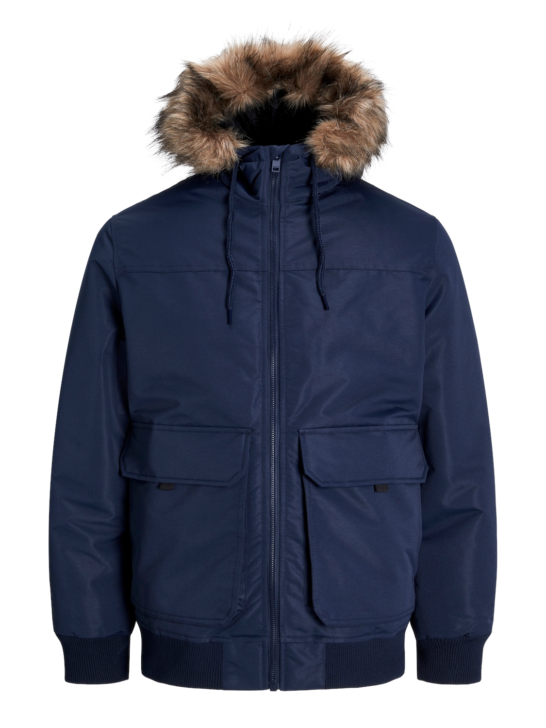 Jack & Jones Bomberjacke »JJCONSTRUCT FAUX FUR BOMBER«, mit Kapuze, Kapuze mit abnehmbarem Kunstfell-Rand