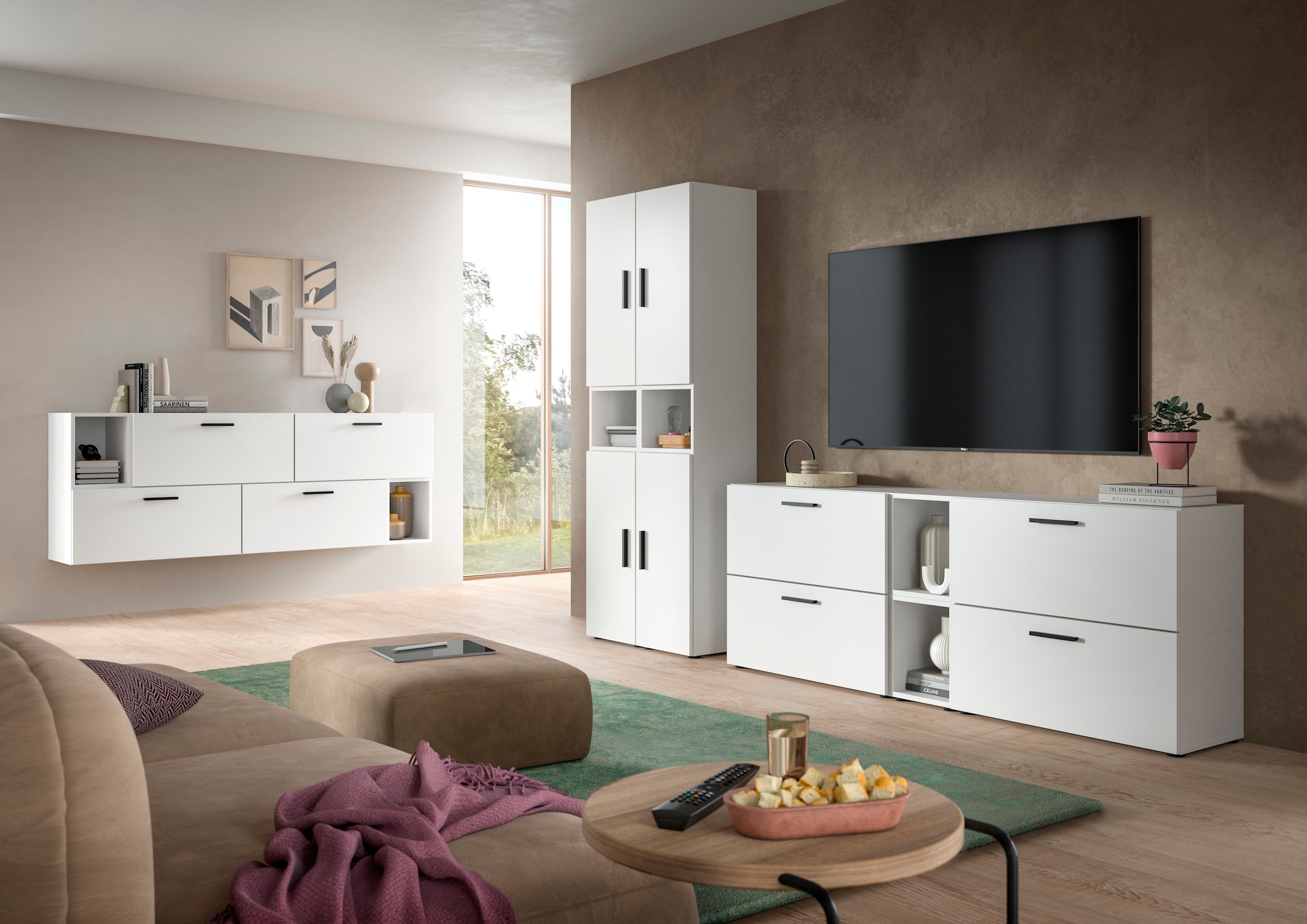 Home affaire Schrank-Set »ENESTE, 6-teilig, in verschiedenen Farben, individuell kombinierbar« verschiedenste Kombinationmöglichkeiten, stehend oder hängend, 2 Stk. tlg.
