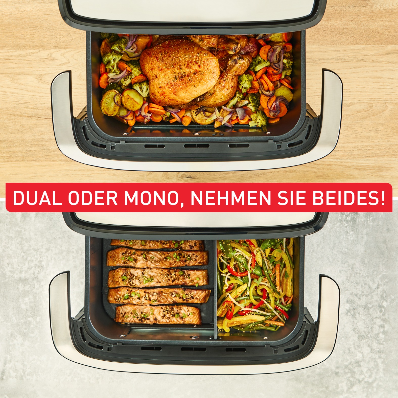 Tefal Heißluftfritteuse »EY9228 Easy Fry Flex«, 2700 W, 7 voreingestellte Programme, zeit- und energiesparend, EY9228