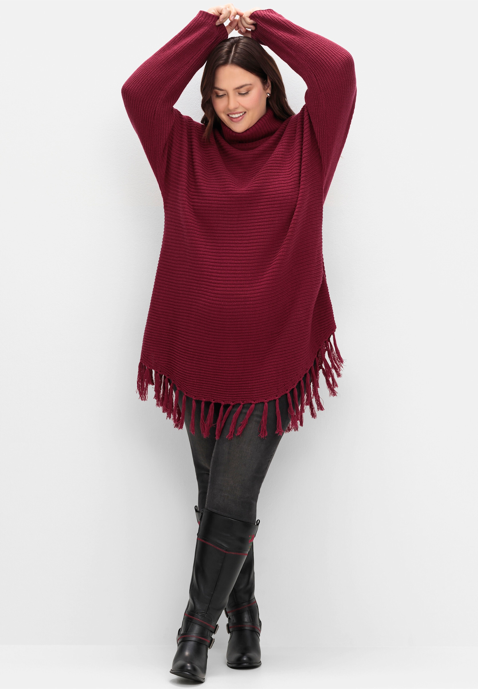 Sheego Strickponcho »Strickpullover Strickpullover in Ponchoform«