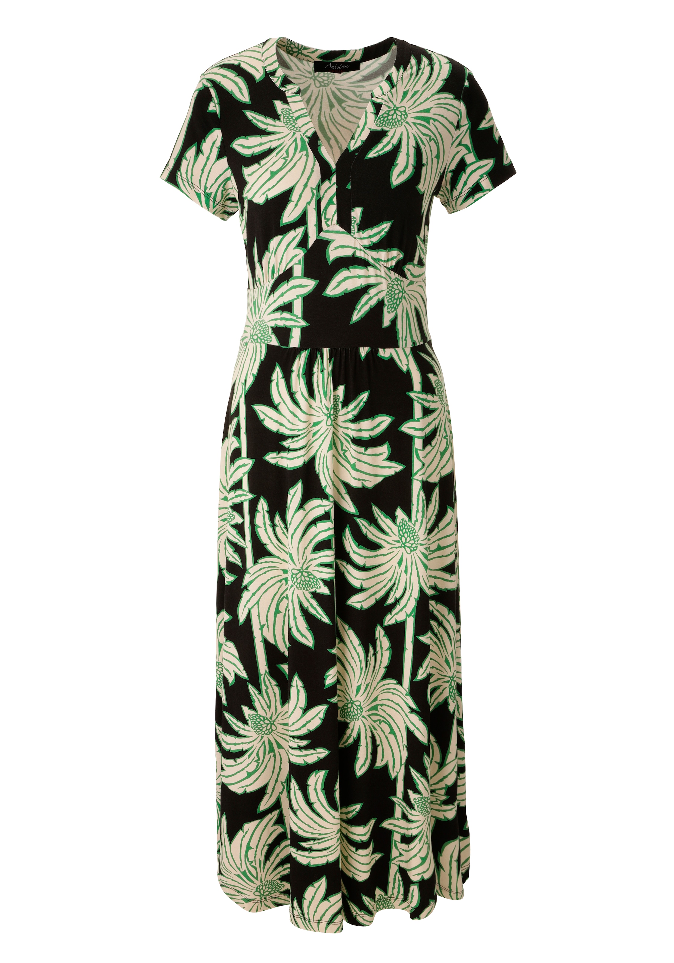 Aniston CASUAL Sommerkleid mit großflächigen, grafischen Palmen bedruckt - NEUE KOLLEKTION