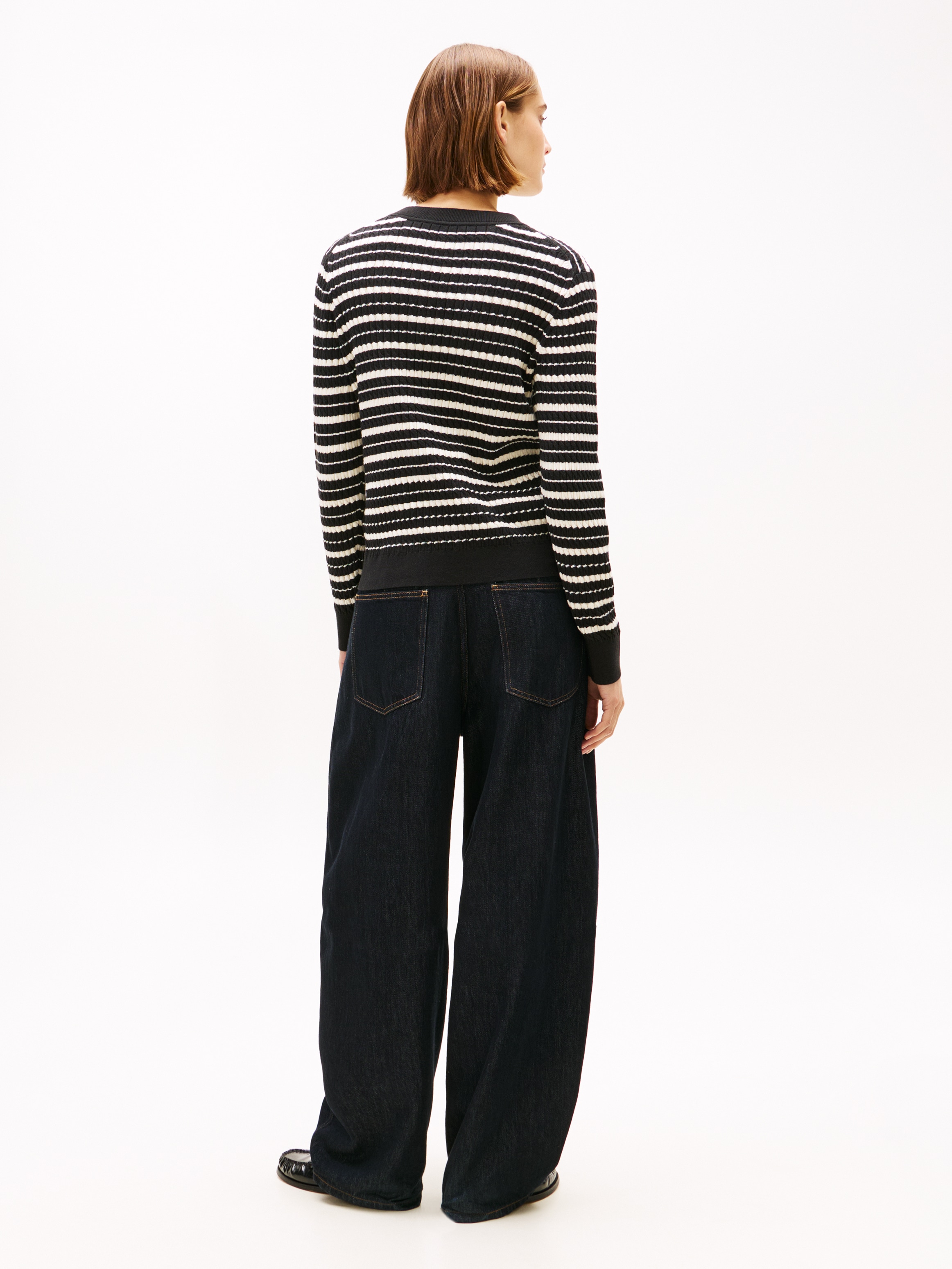 Tommy Hilfiger Rundhalspullover »CO CABLE C-NK LS SWEATER« Baumwolle, mit Zopfmuster, Regular Fit