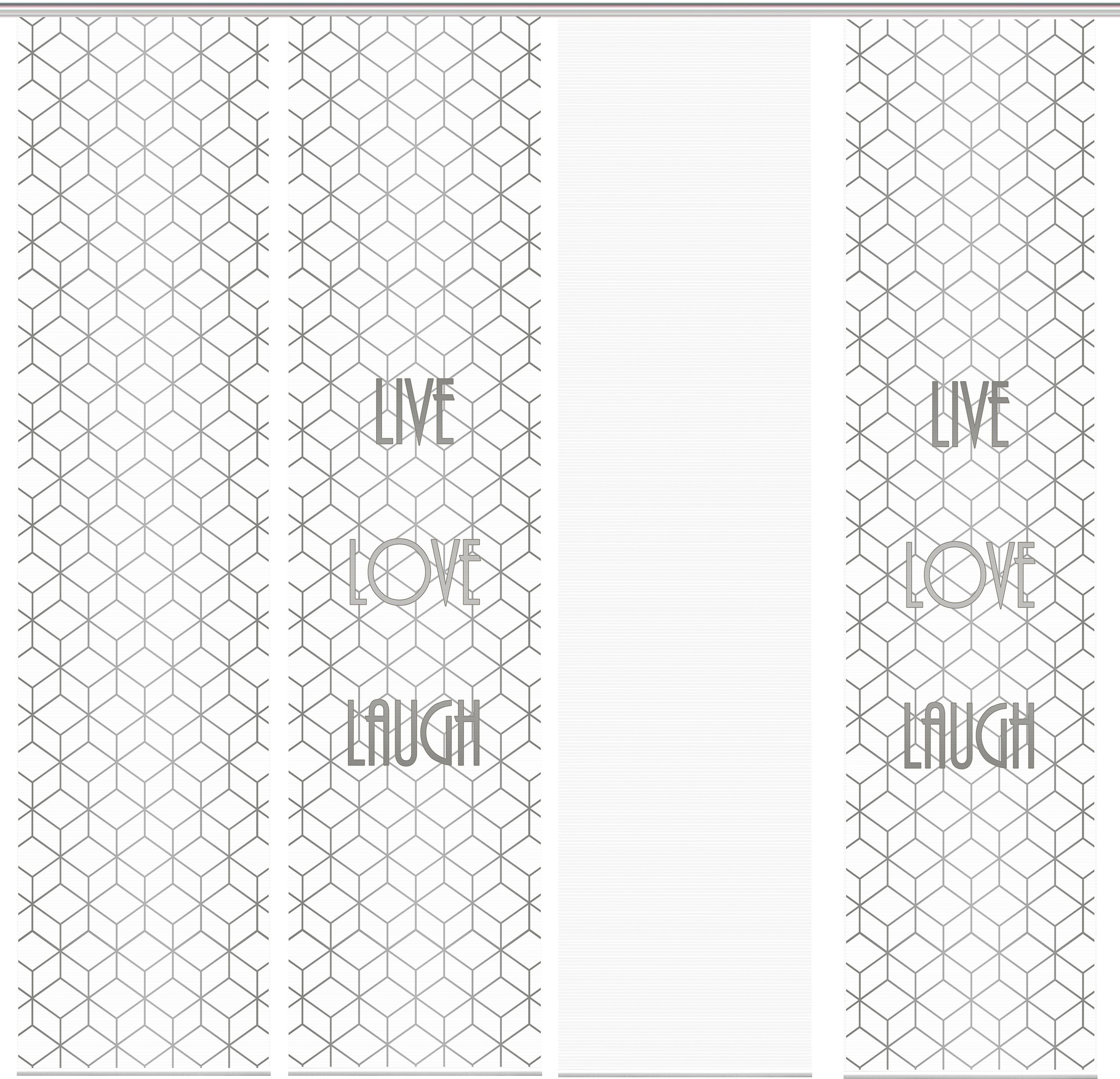 Vision S Schiebegardine »LIVE LOVE LAUGH 4er SET«, (4 St.), Bambus-Optik, Digital  bedruckt bei OTTO