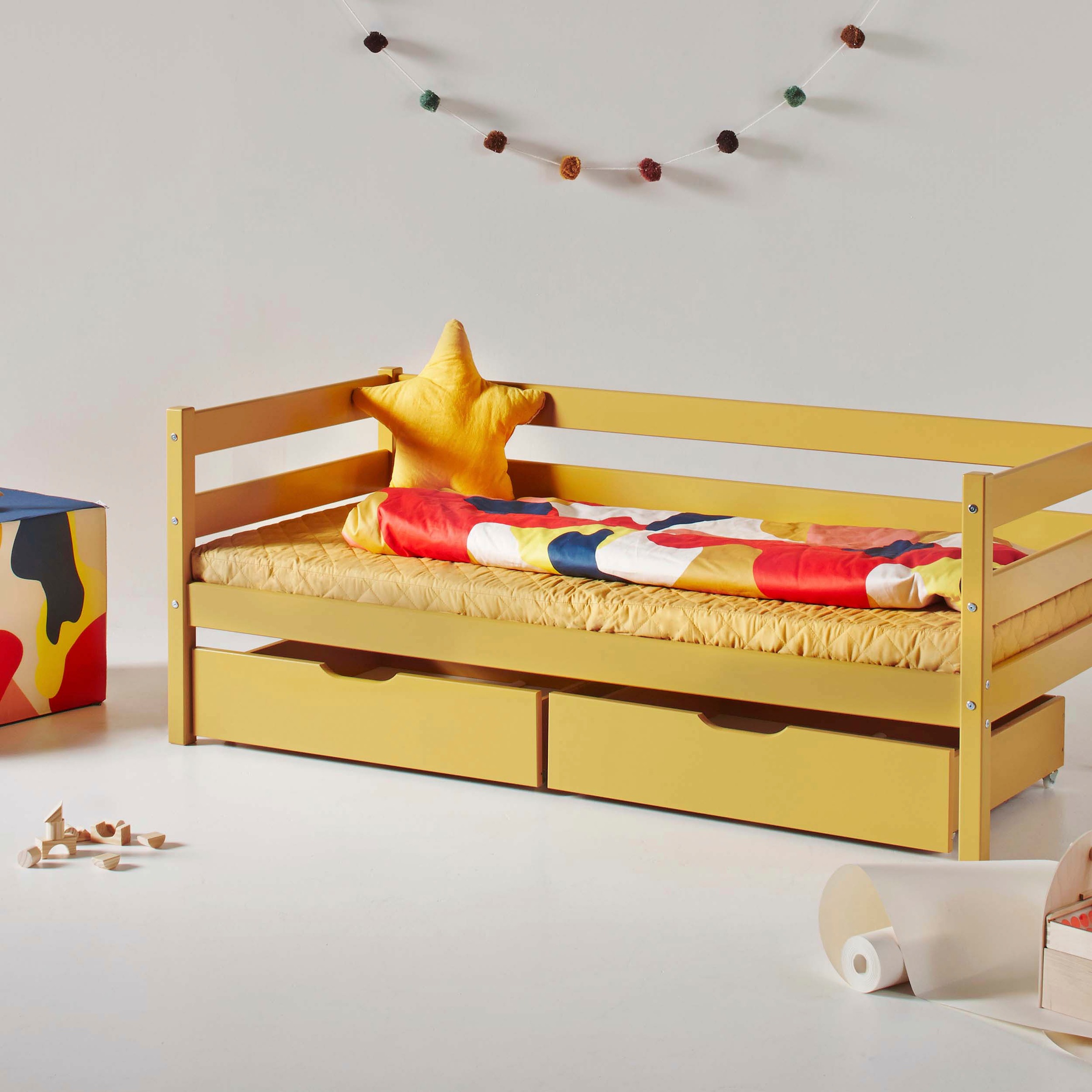 Hoppekids Einzelbett »ECO Comfort Kinderbett, Kiefer Massivholz, Jugendbett inkl. Rollrost«, 70x160 cm, wahlweise in verschieden Farben/ Matratze/ Absturzsicherung