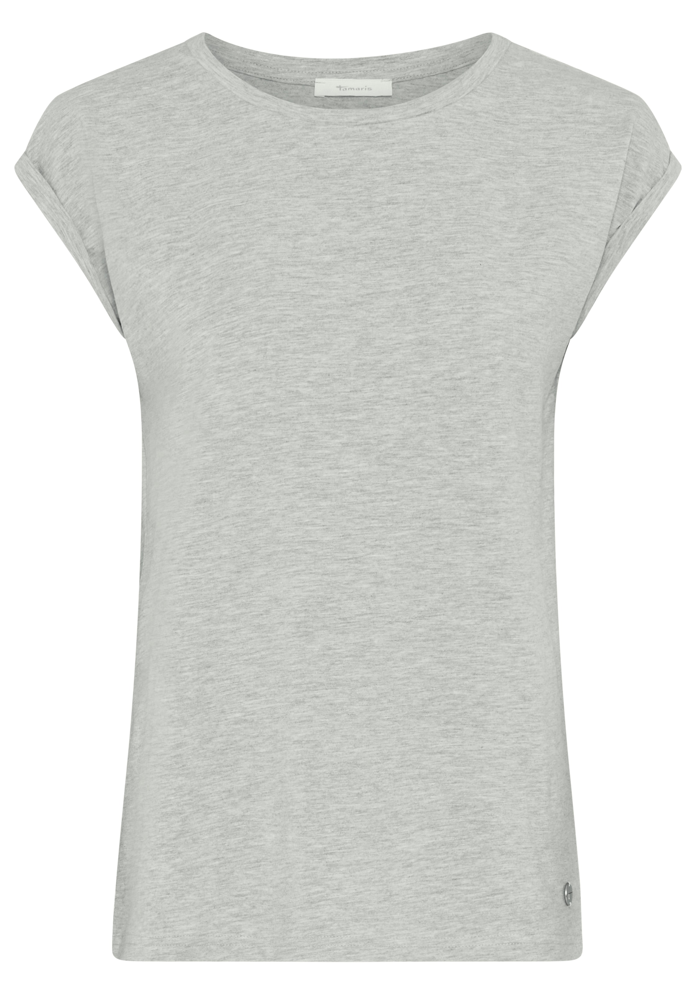 Tamaris T-Shirt Regular Fit, mit überlappenden Schultern, Kurzarm mit Aufschlag