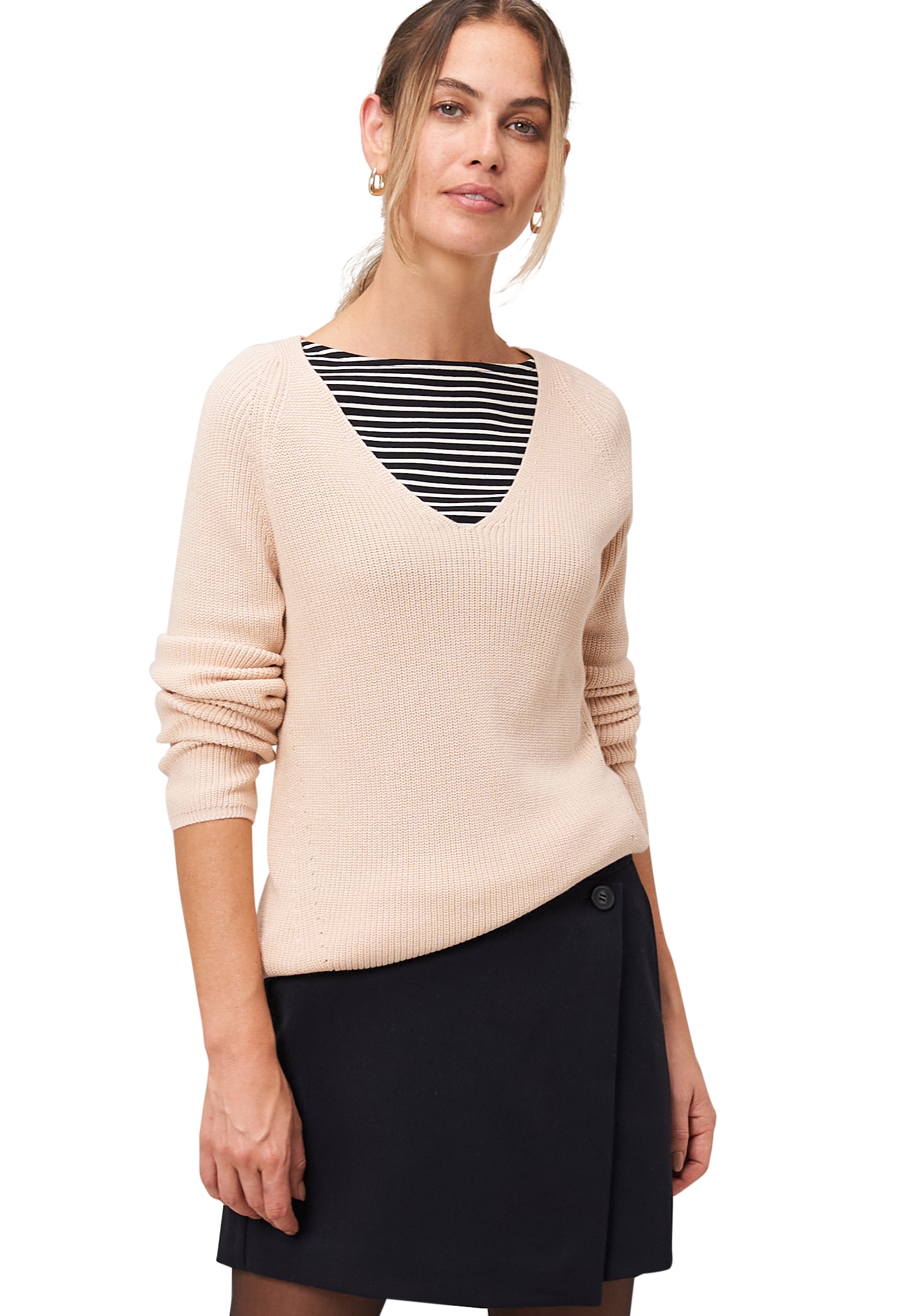 Zero Strickpullover »Strukturpullover mit V-Ausschnitt«