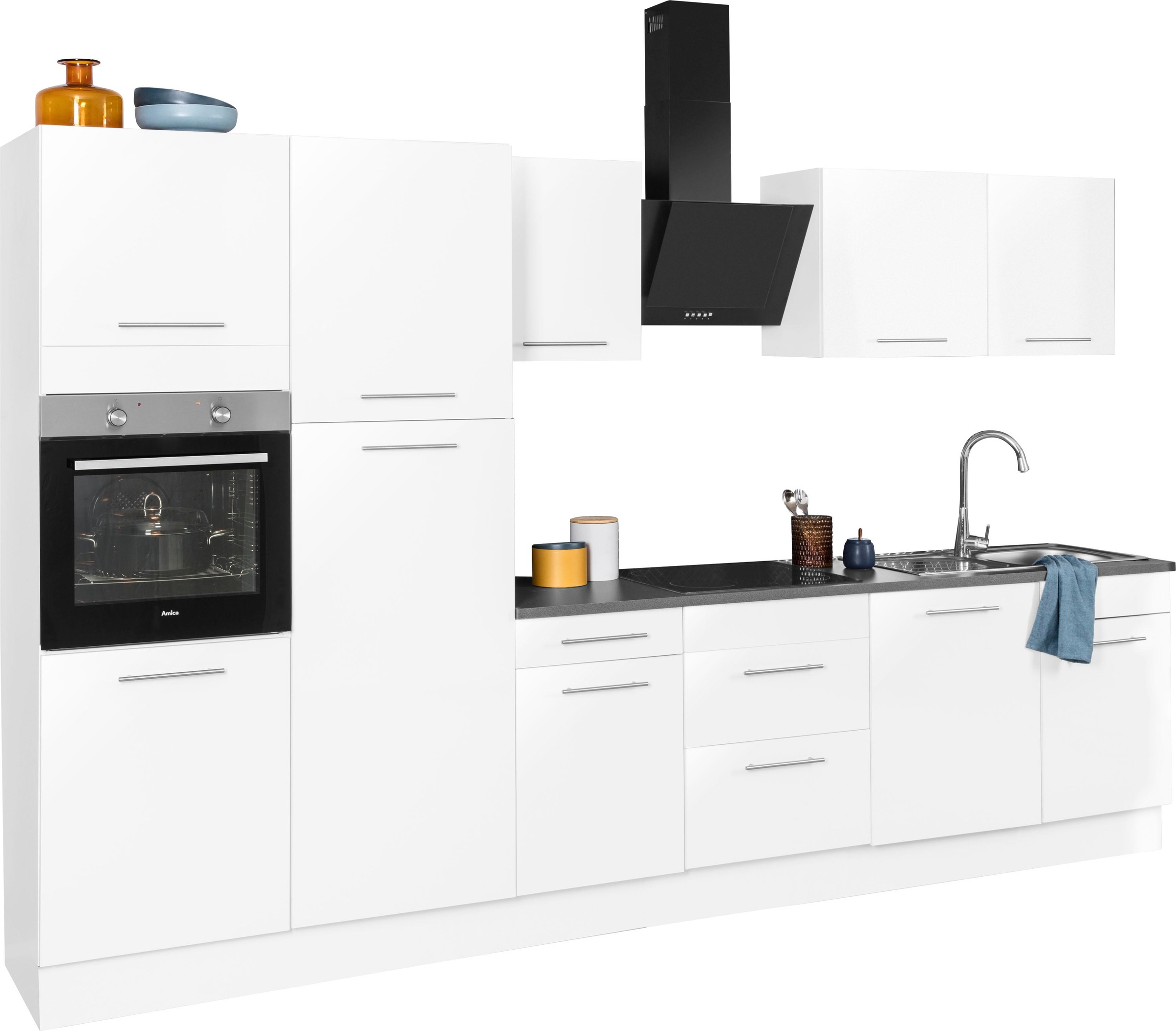wiho Küchen Küchenzeile »Ela«, ohne E-Geräte, Breite 340 cm, Soft-Close-Funktion, höhenverstellbare Füße