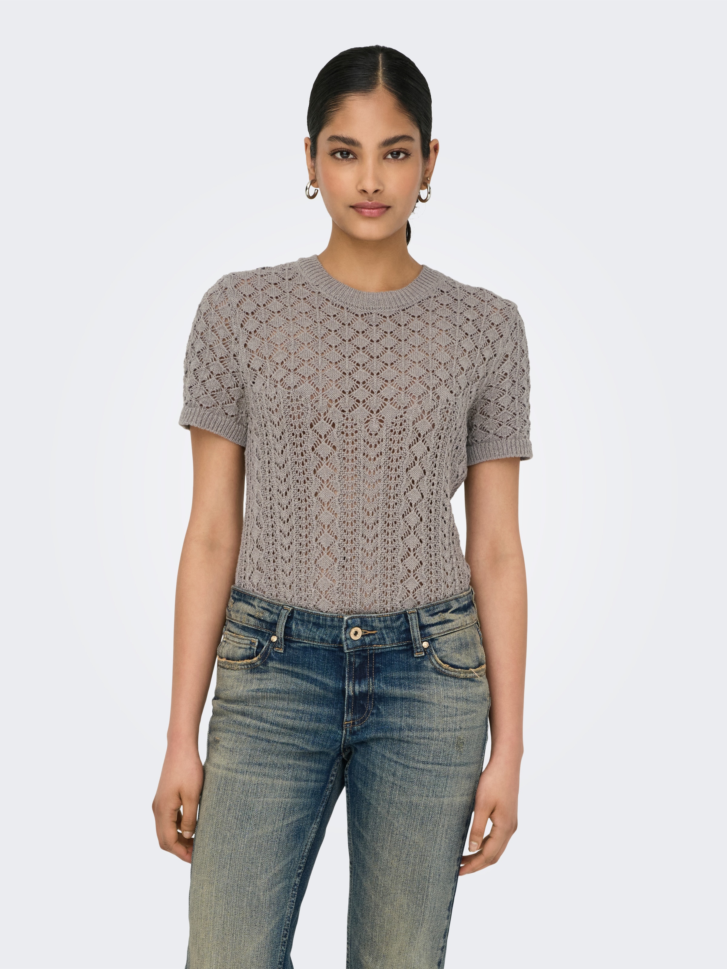 ONLY Kurzarmpullover »ONLSAGA LIFE SS O-NECK KNT NOOS« Baumwollmischung, regular fit