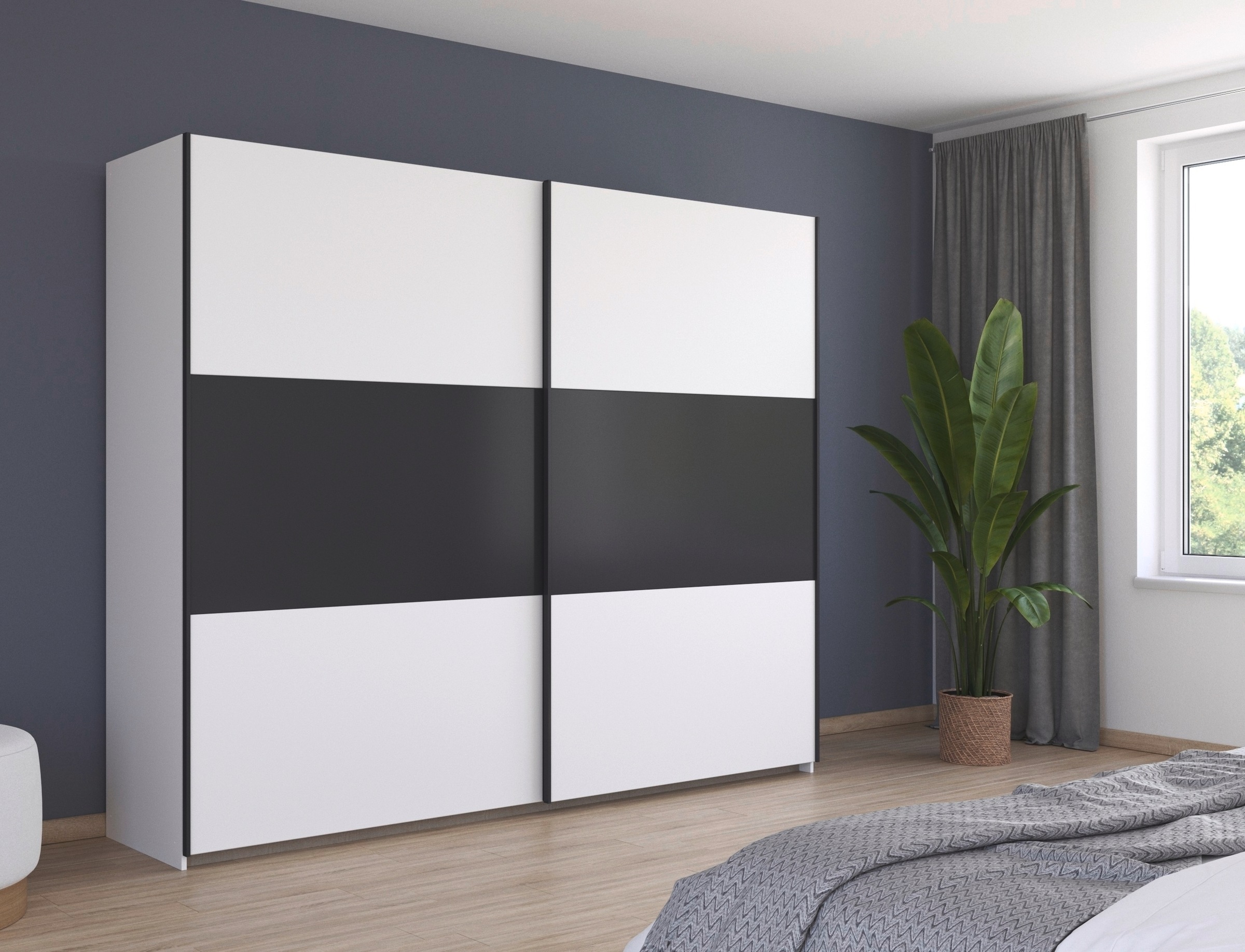 rauch Schwebetürenschrank »Kleiderschrank Schrank Garderobe Garderobenschrank Wäscheschrank NEO« 3 verschiedene Ausstattungen BASIC/CLASSIC/PREMIUM (inkl. SOFT-CLOSE),  mit großzügigem Stauraum und vielfältigen Farbkombinationen