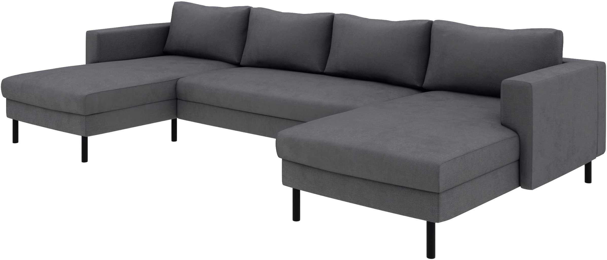 TRENDMANUFAKTUR Wohnlandschaft »Amazing II, wahlw. mit Schlaffunktion & Bettkasten, Fuß schwarz« Sofa in U-Form, in Cord, Struktur LEO o. Struktur LINO, Breite 305 cm