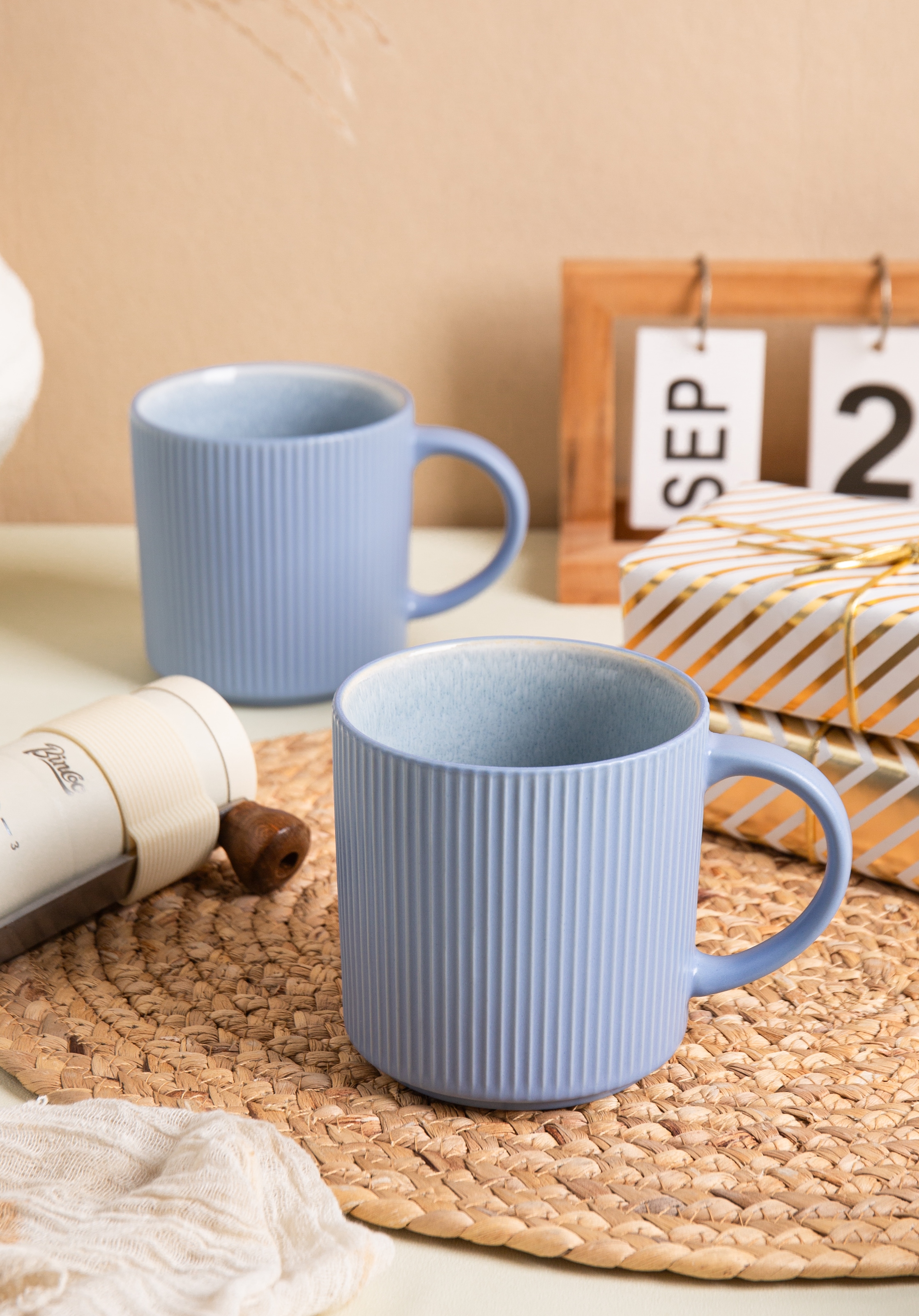 OTTO home Becher »Kaffeebecher Ylvii, 6er Set« Riffeloptik, spülmaschinenfest und mikrowellengeeignet, 460 ml