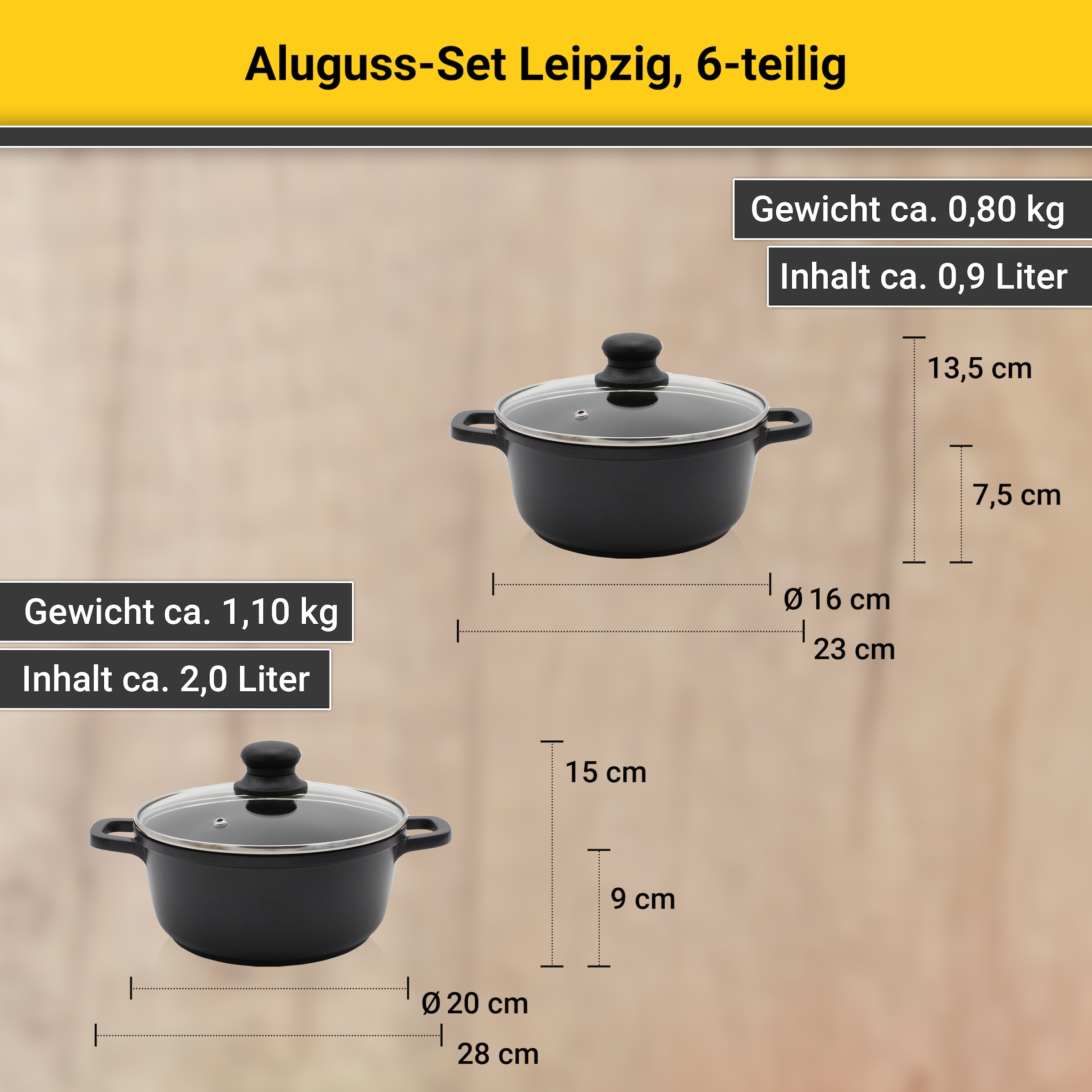 Krüger Topf-Set »Leipzig« Set, 8 Stk. tlg. Aluminiumguss