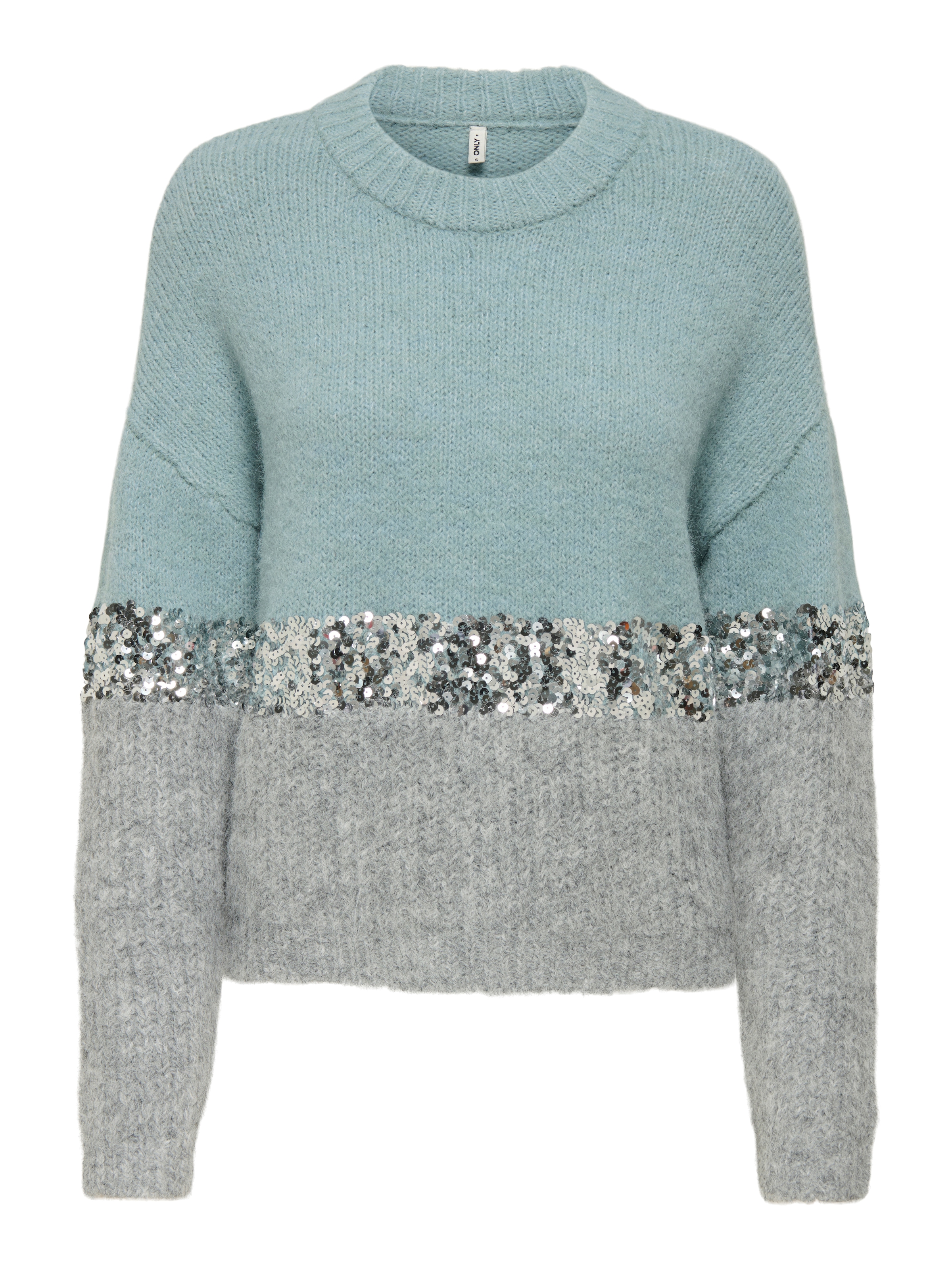 ONLY Rundhalspullover »ONLMAINE LIFE LS SEQUIN BLOCK O-NECK KNT«