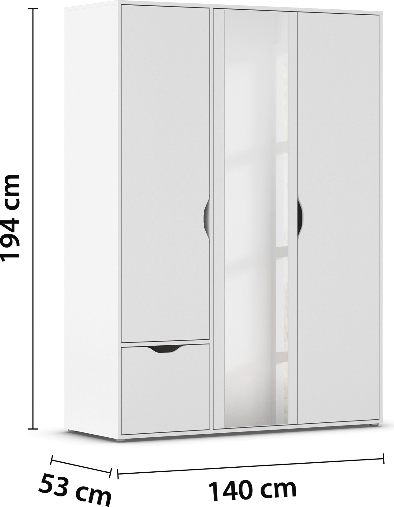 rauch Drehtürenschrank »Kleiderschrank Schrank Garderobe Wäscheschrank NARAI mit Schubladen« in 3 verschiedenen Ausstattungen BASIC/CLASSIC/PREMIUM,  Griffausfräsungen für eine grifflose Optik TOPSELLER MADE IN GERMANY