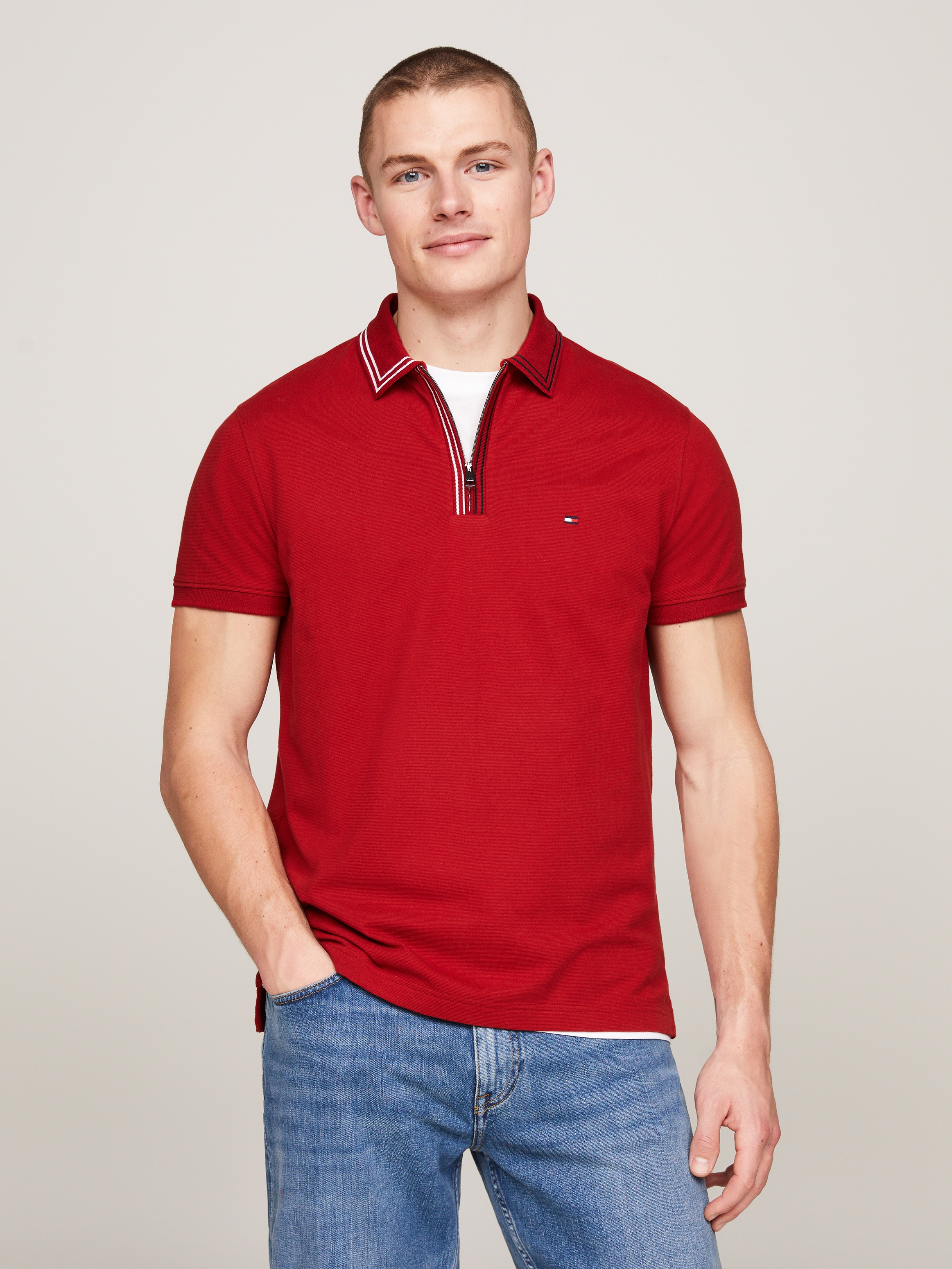 Tommy Hilfiger Poloshirt »RWB ZIP PLACKET TIPPING REG POLO«, mit kontrastfarbenen Streifen am Kragen