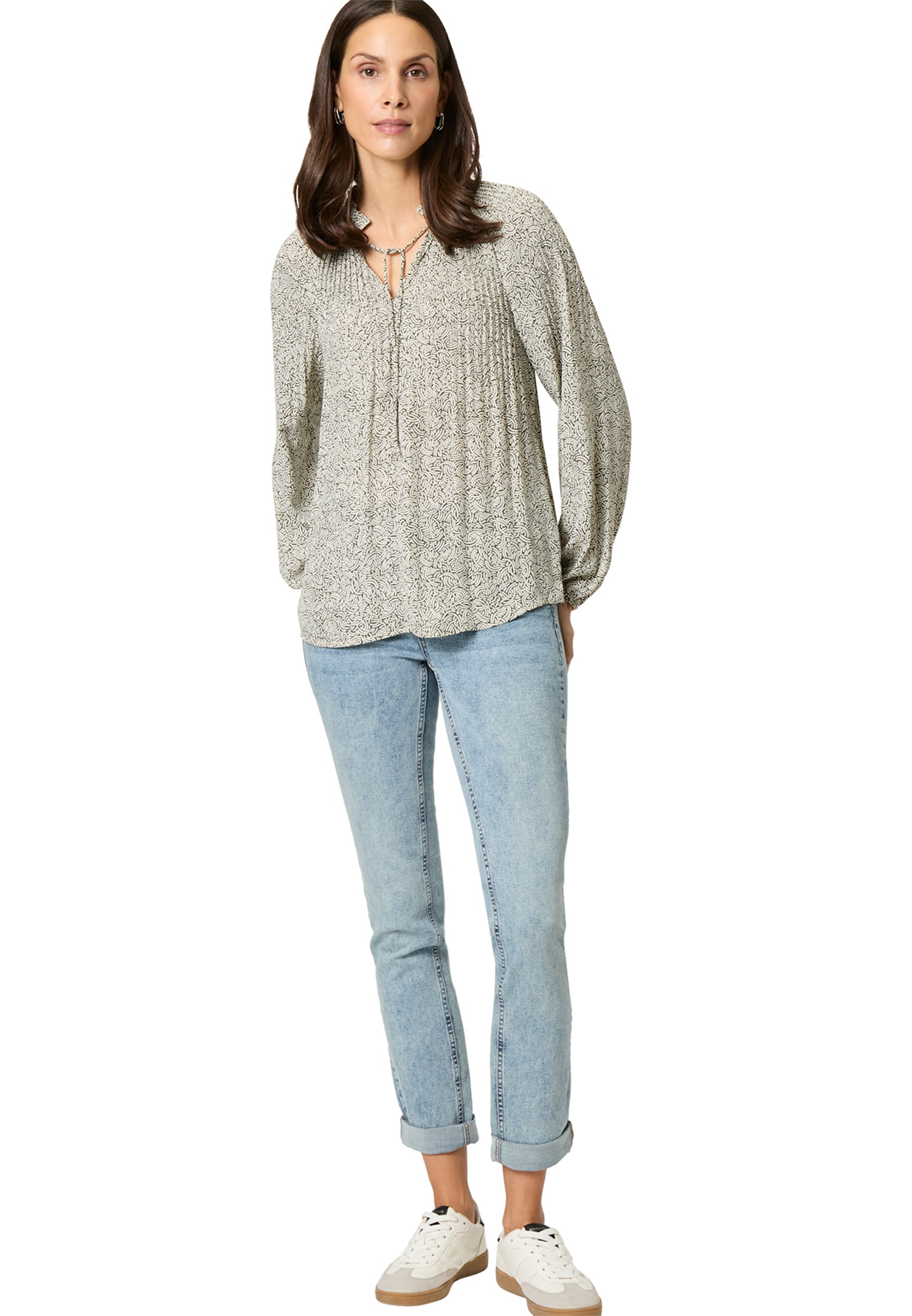 Zero Klassische Bluse »Bluse mit Bindedetail und Druck«