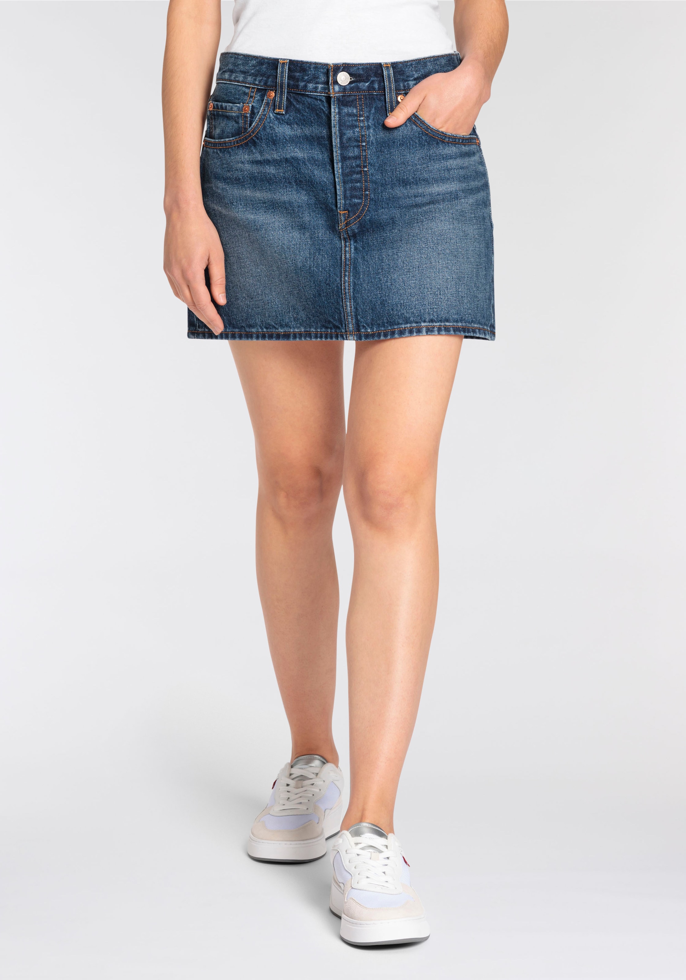 Jeansrock »ICON SKIRT«, mit Used-Effekten und ausgefransten Kanten