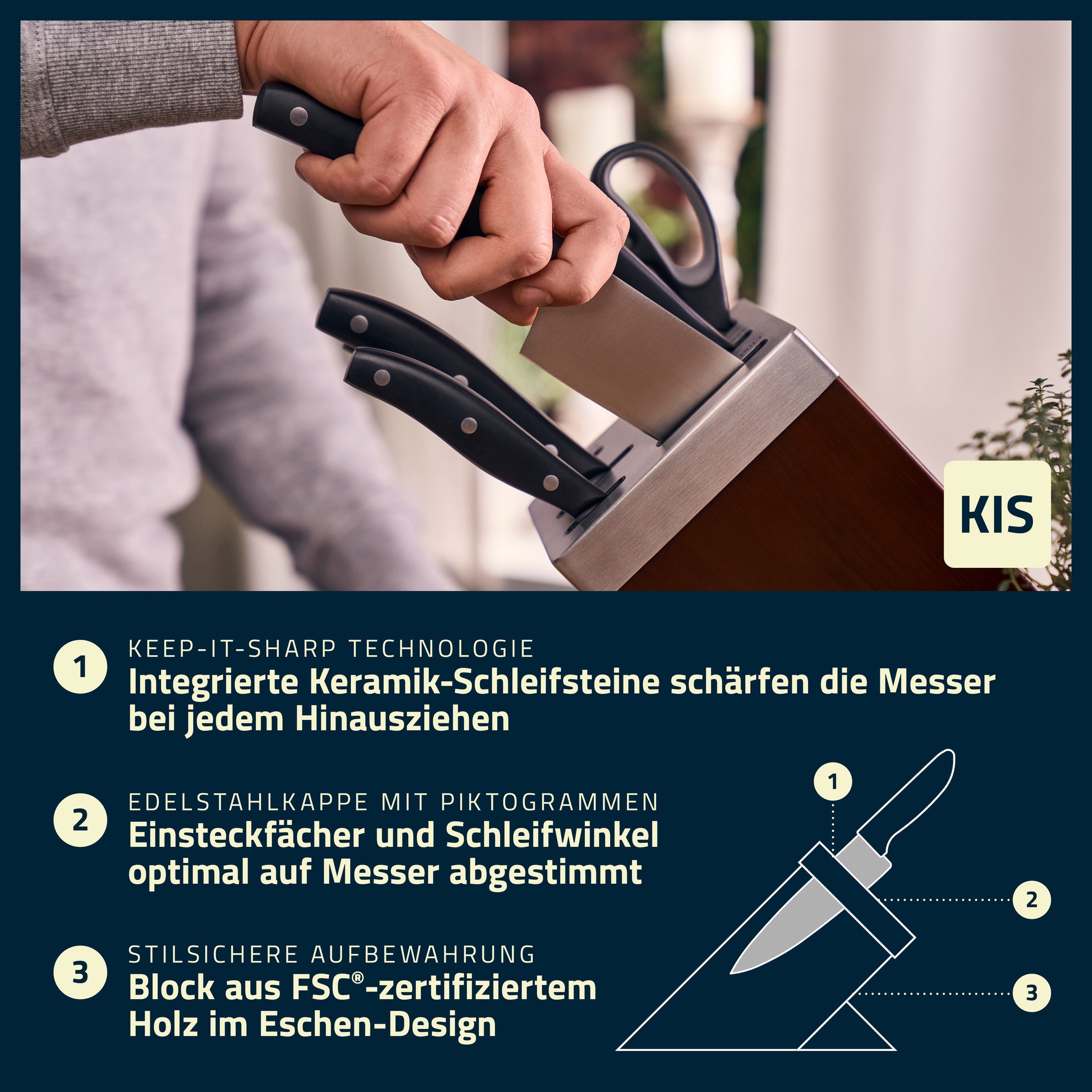 HENCKELS by ZWILLING Messerblock »Everyday« 7 Selbstschärfender Messerblock, Keramik-Schleifsteine, Vielzweckschere