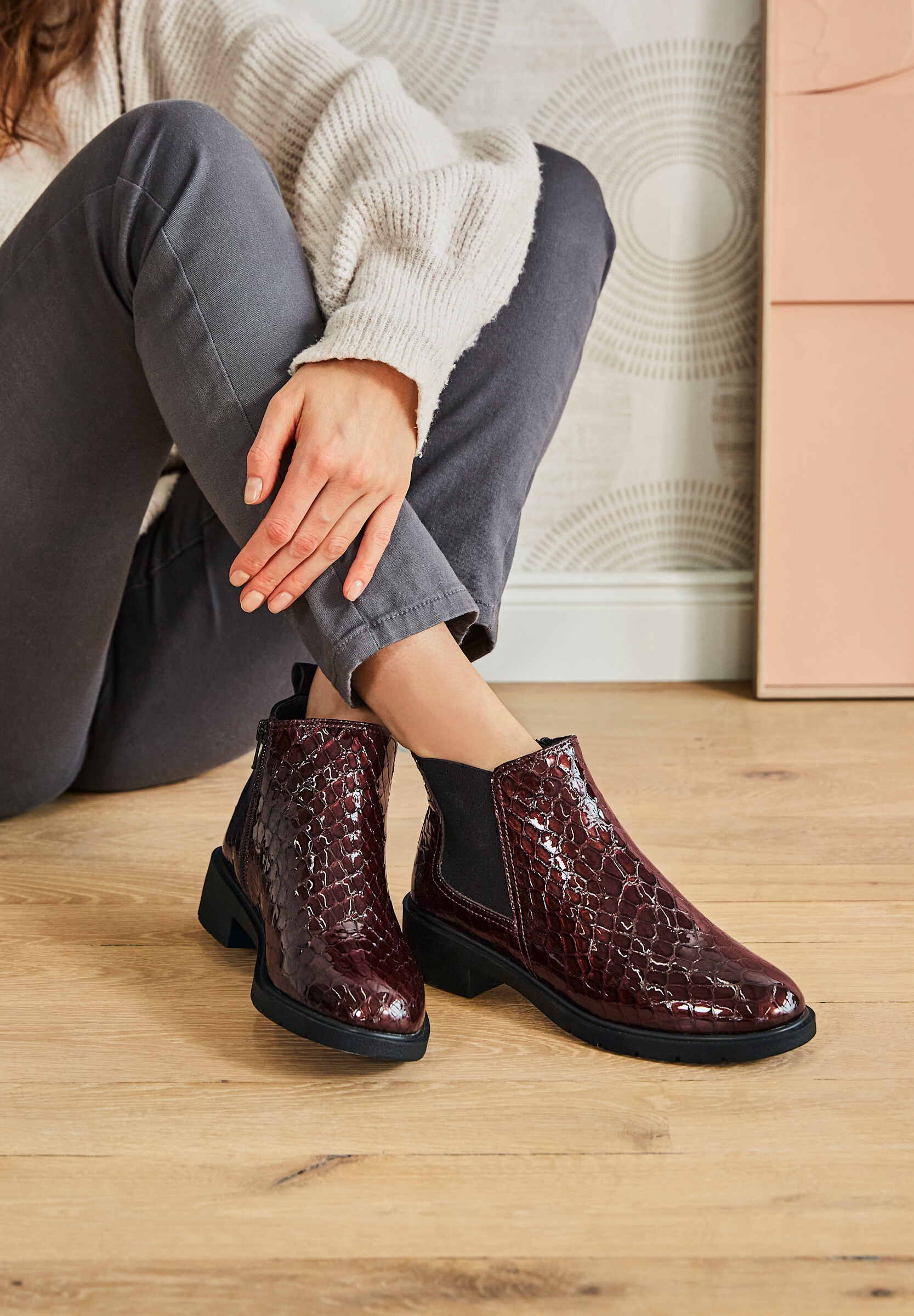 airsoft modern+ Stiefelette »Stiefelette Stiefelette mit Prägung im Kroko-Look«