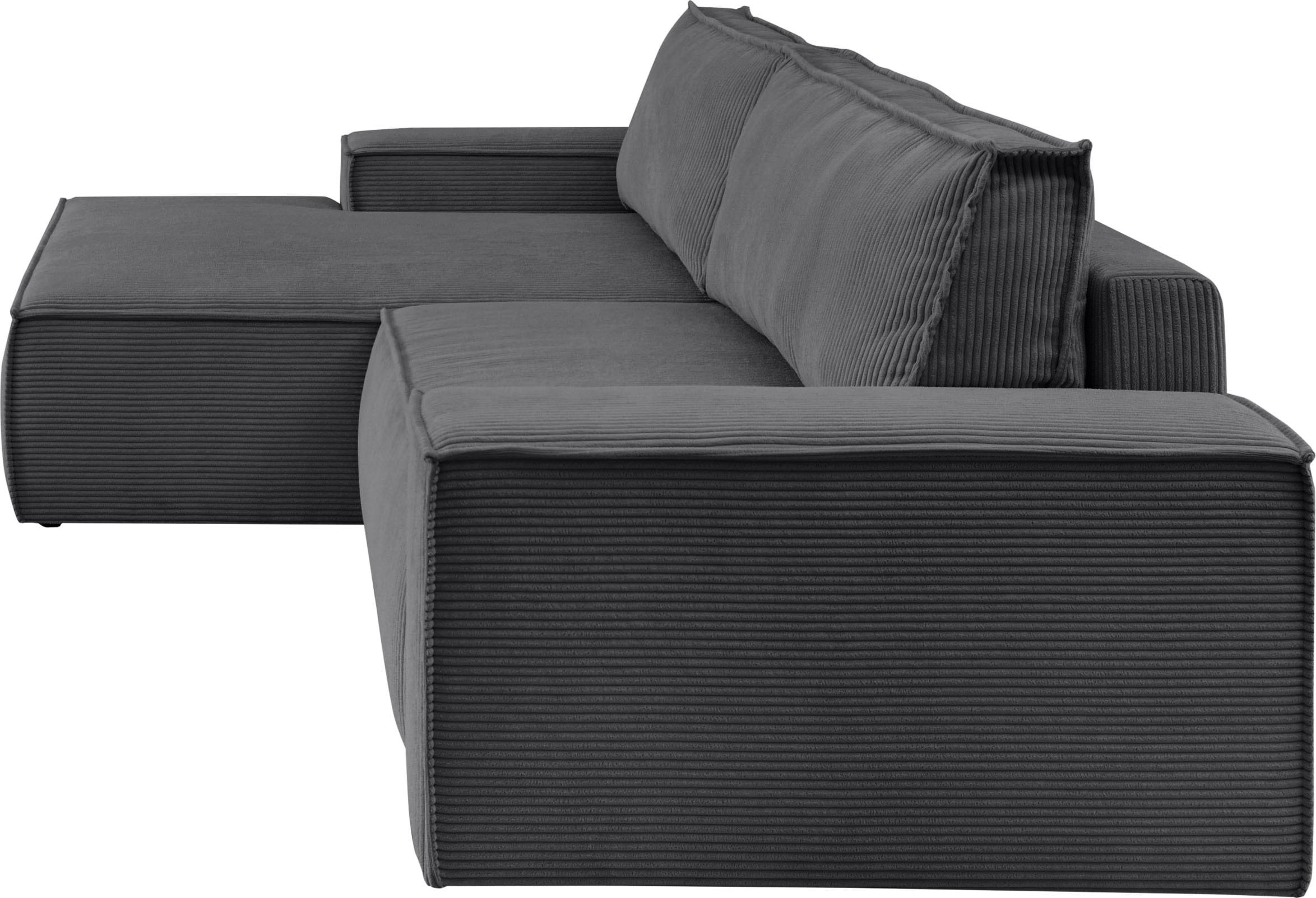 Home affaire Ecksofa »SHERWOOD L-Form, 267 cm - OTTO. Verlässliche Qualität.« Schlaffunktion mit Bettkasten (210x136 cm), Cord, Vintage, Samtvelours
