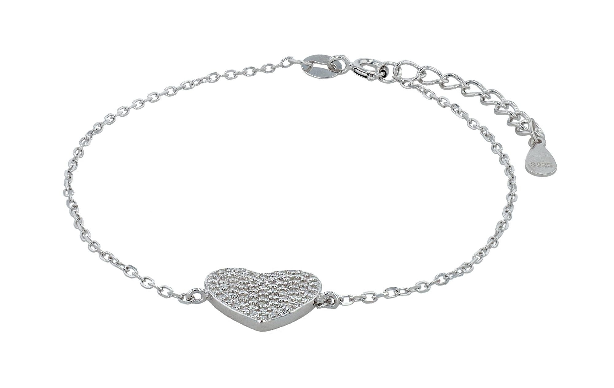 Adelia´s Armband »Damen Armband ¿ Herz aus 925 Silber mit Zirkonia 17+3 cm«