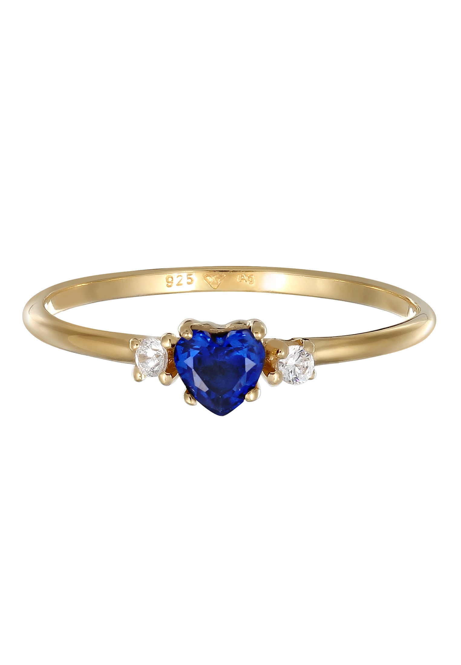 Elli Silberring »Ring Damen Ring Herz Zirkonia Liebe Verlobung 925 Silber vergoldet«