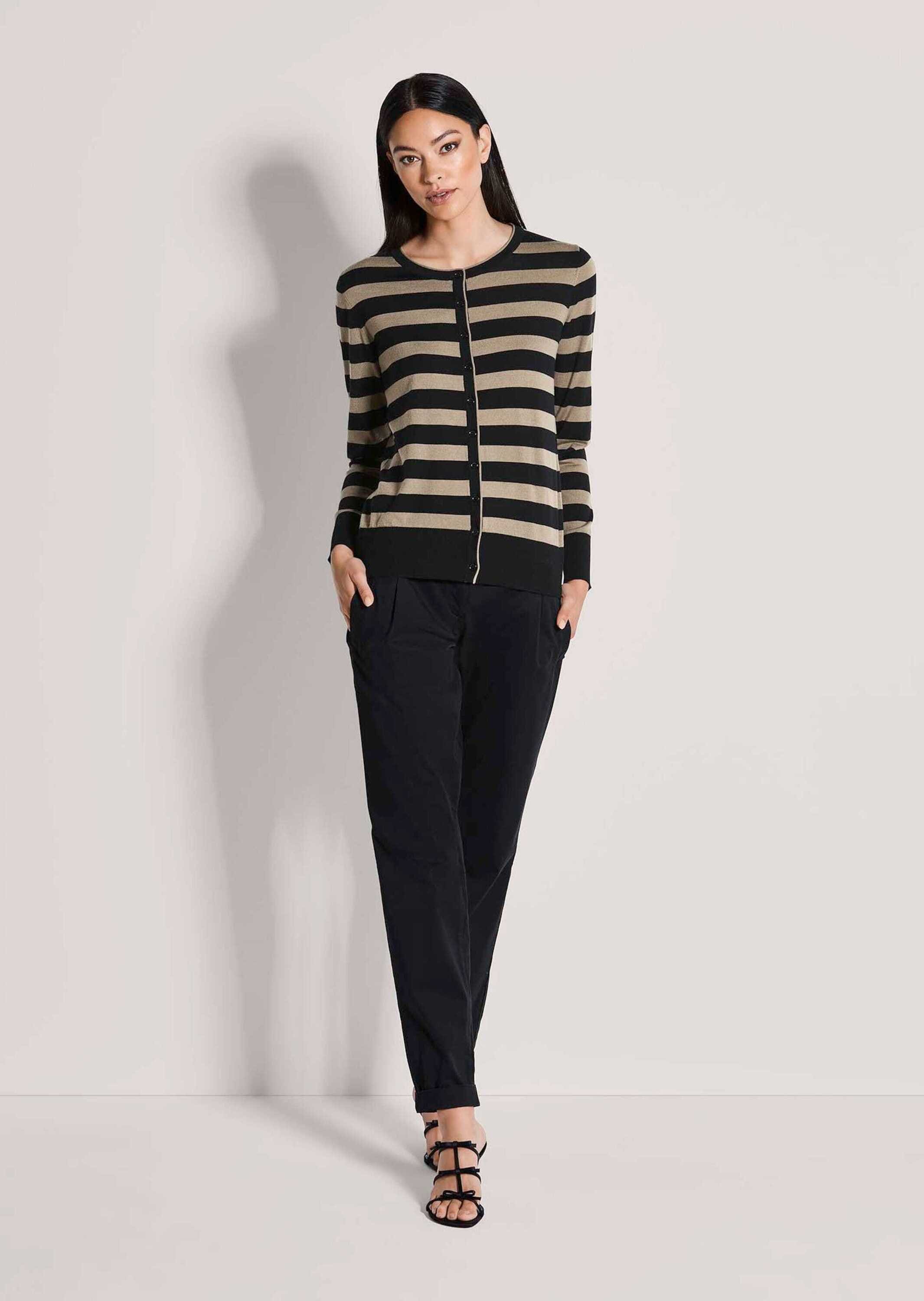 MADELEINE Strickjacke »Strickjacke Langarm Cardigan mit Streifen, Schurwolle« Batikprint