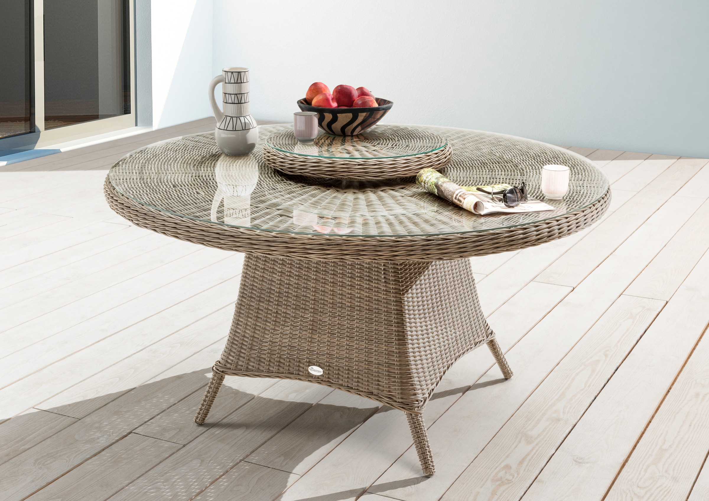 Destiny Sitzgruppe »LUNA 6 Se + Tisch Ø 150x75cm, natur meliert« Set, 20 Stk. tlg. Aluminium, Polyrattan