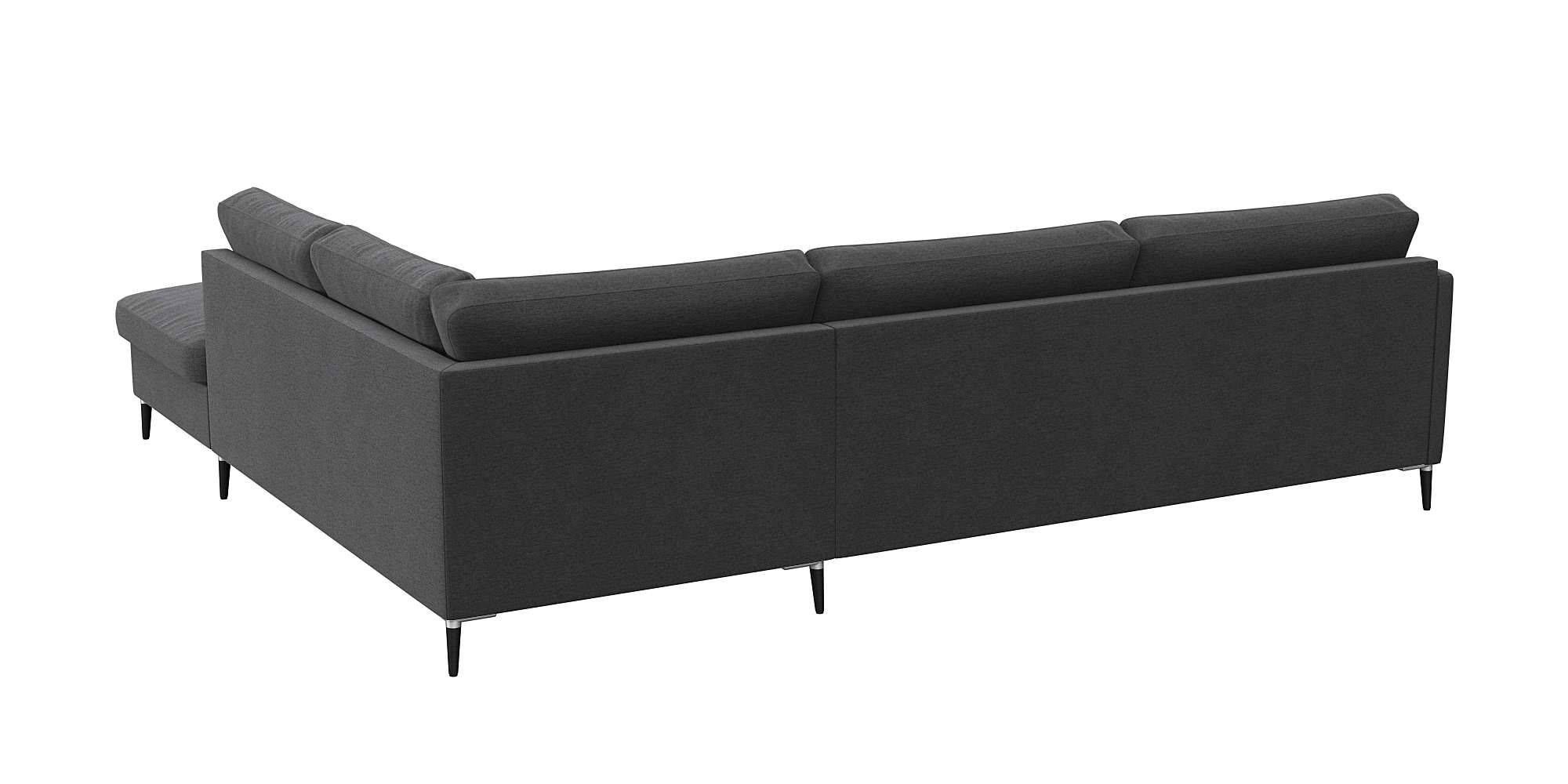 FLEXLUX Ecksofa »Fiore, super Sitzkomfort durch Kaltschaum im Sitz, L-Form« schmale Armlehnen, Füße Alu+schwarz
