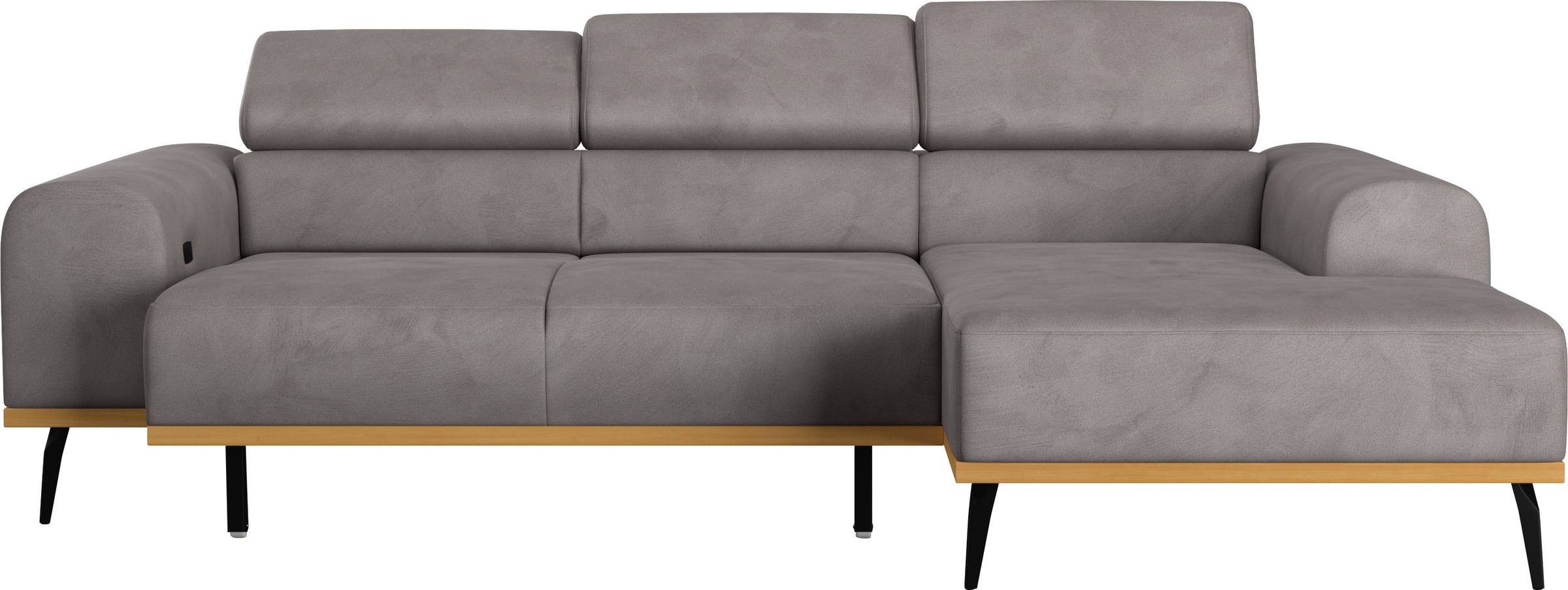Places of Style Ecksofa »Carlo L-Form«, mit Kopfteilverstellung & Holz-Rahmenoptik, wahlweise Relaxfunktion