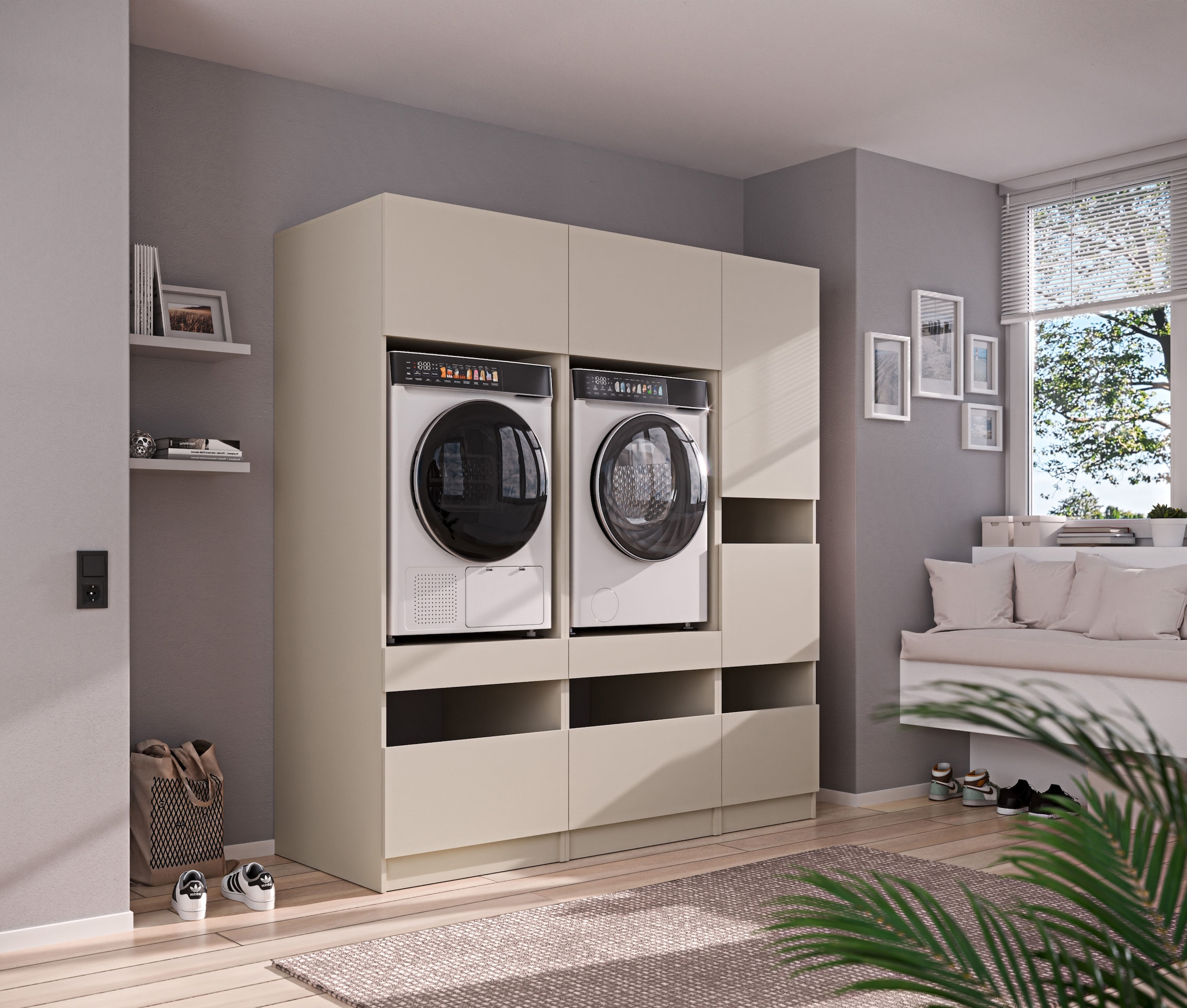 BASIC by Balculina Mehrzweckschrank-Set »Washhome B/T/H 186x68x200 cm« 3 Stk. tlg.