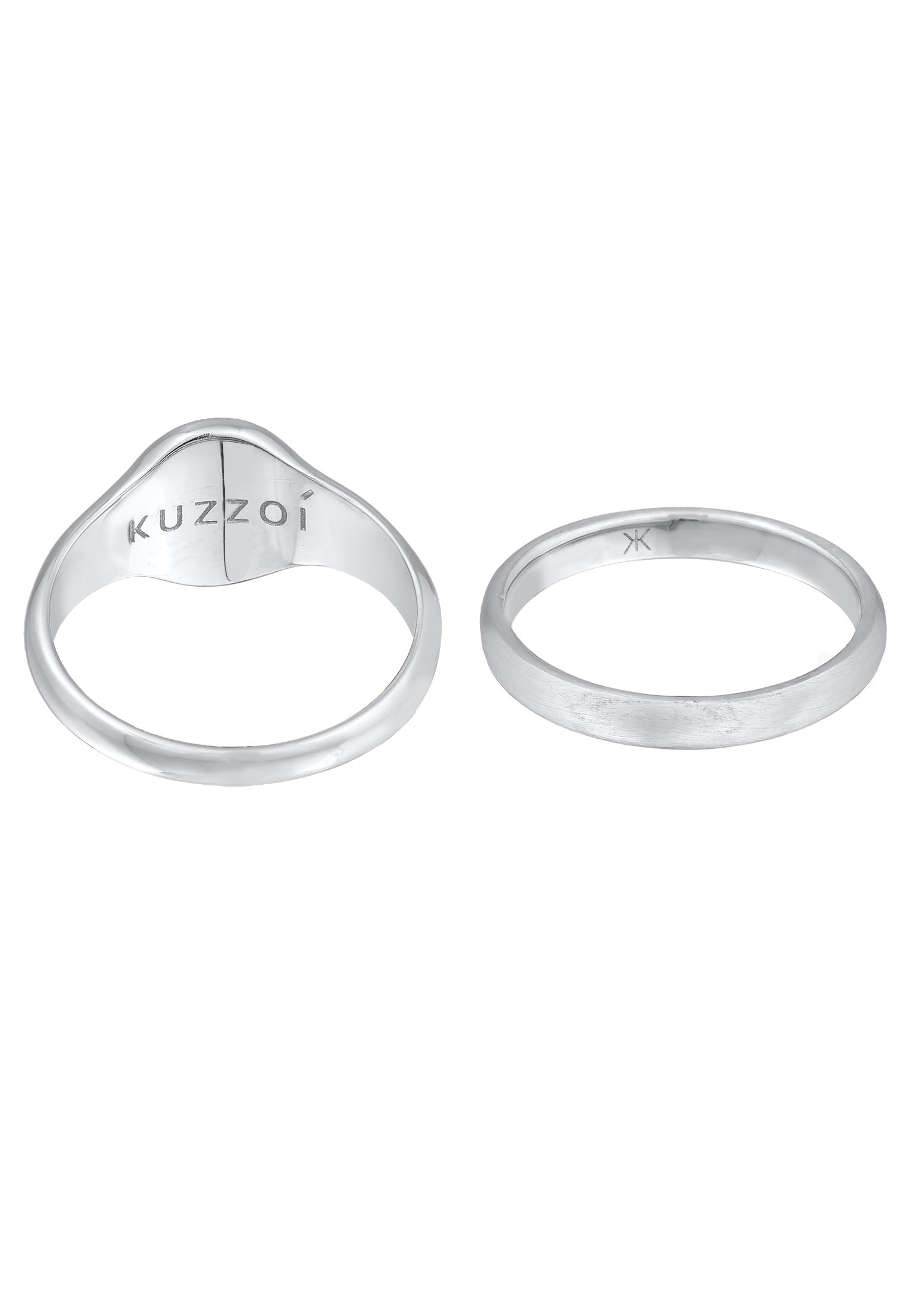 Kuzzoi Siegelring »Ring Herren Siegelring Basic Bandring 2er Set 925 Silber«