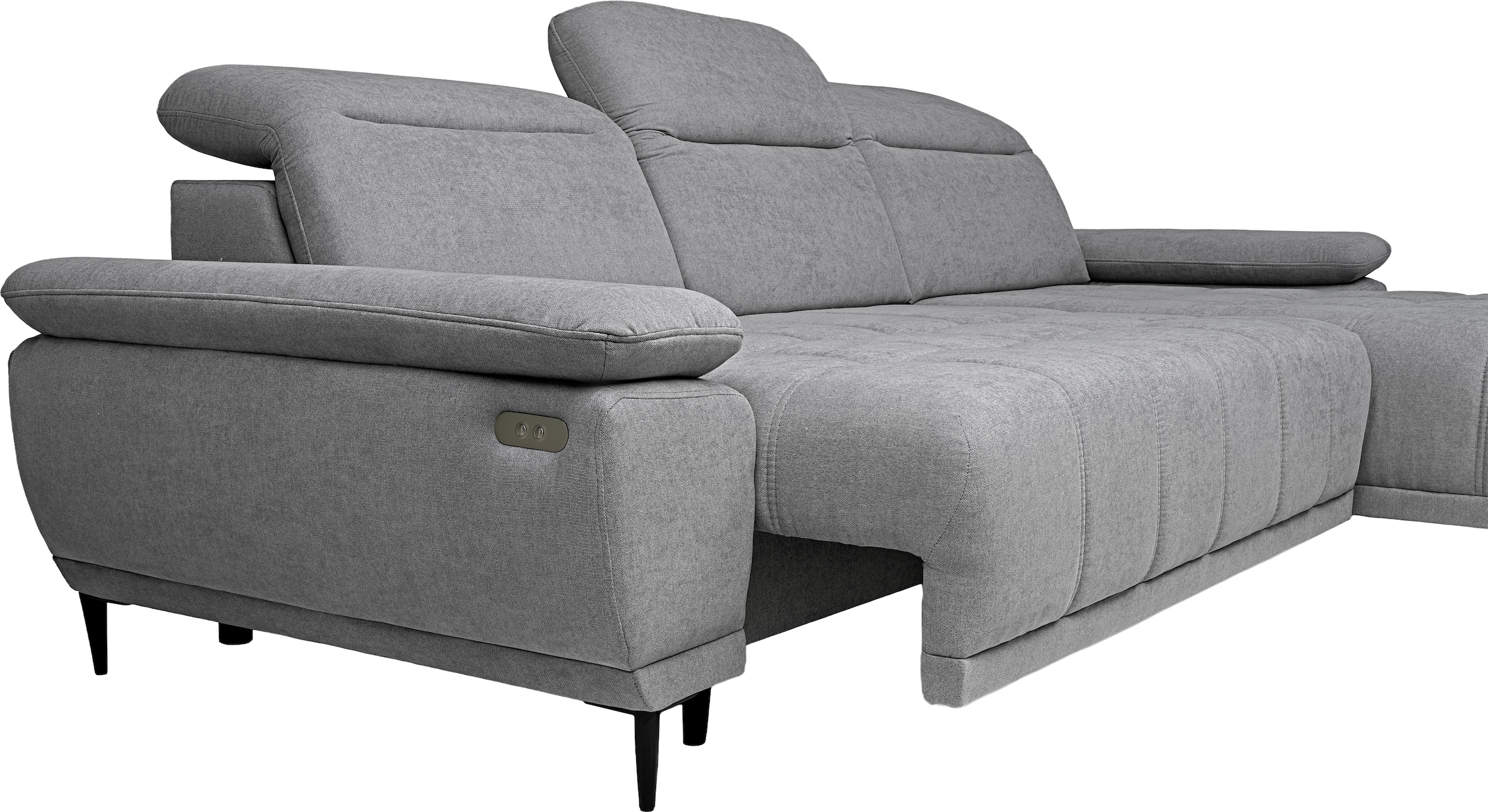 WERK2 Ecksofa »Focus-S, 277 cm breit, elek. Sitztiefenverst., verst. Kopfteile« Luxus-Microfaser weich, L-Form, XXL, elektrische Sitztiefenverstellung