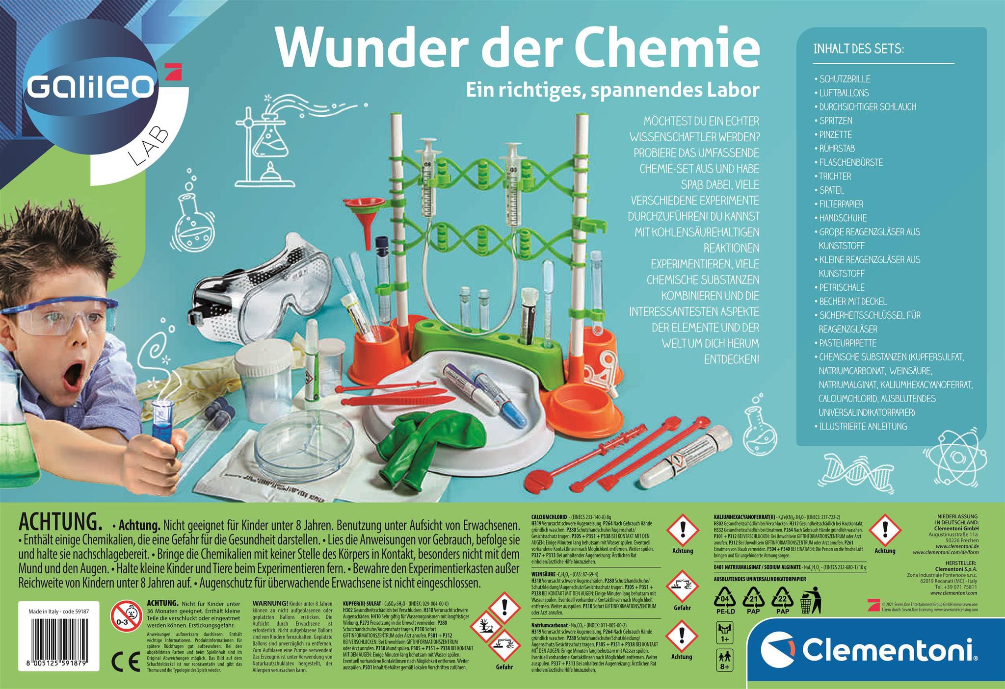 Clementoni® Experimentierkasten »Galileo, Wunder der Chemie«, Made in Europe