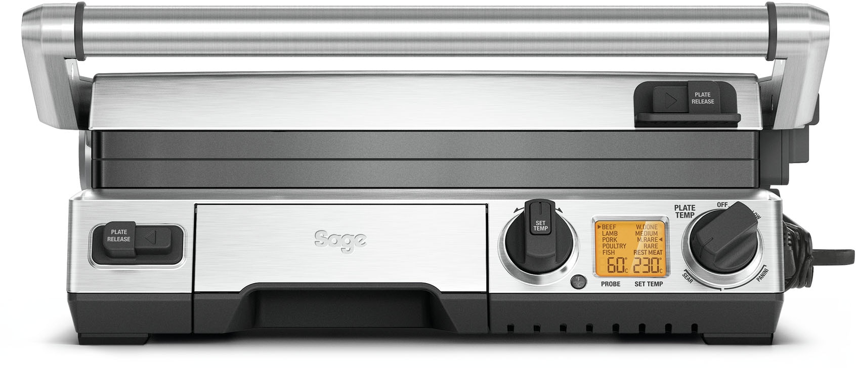 Sage Kontaktgrill »the Smart Grill Pro, BGR840BSS«, 2400 W, antihaftbeschichtete und geneigte Grillfläche